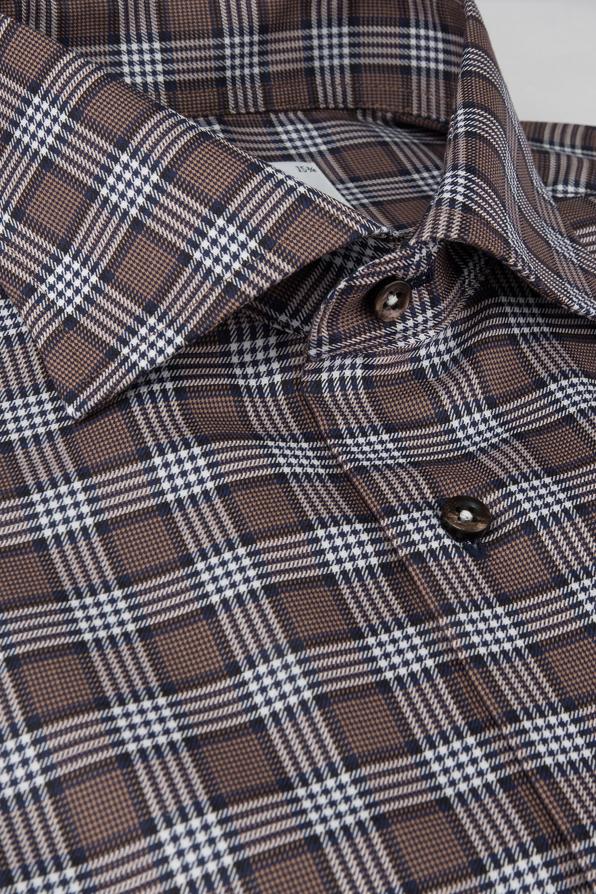 Brown checked regular fit extra long sleeves shirt