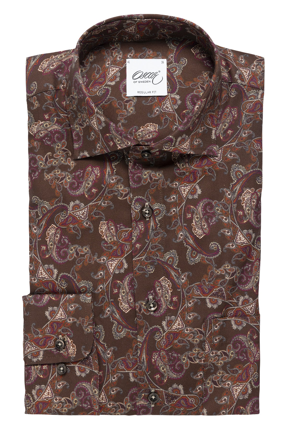 Brown paisley printed regular fit shirt