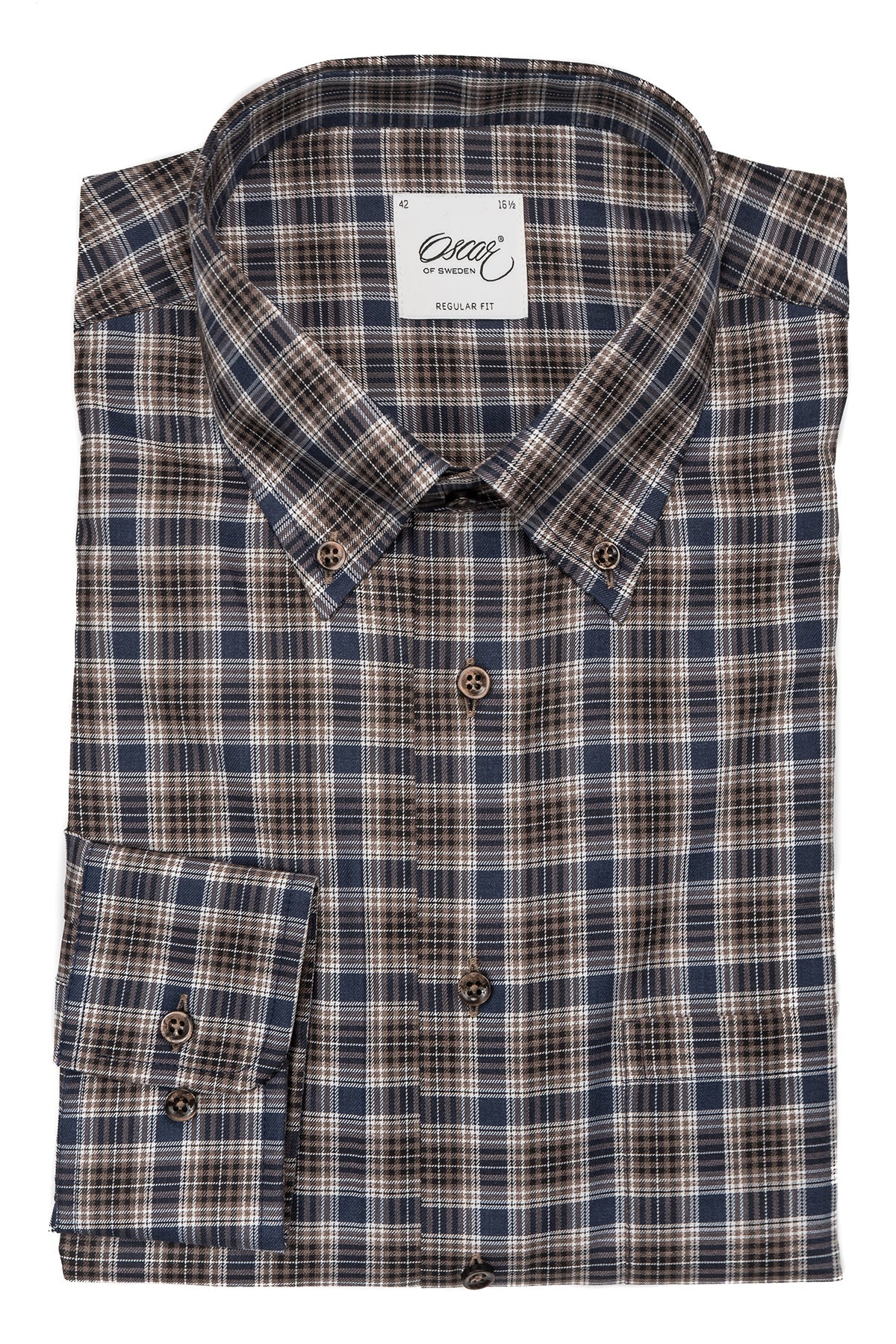 Blue and brown checked regular fit shirt