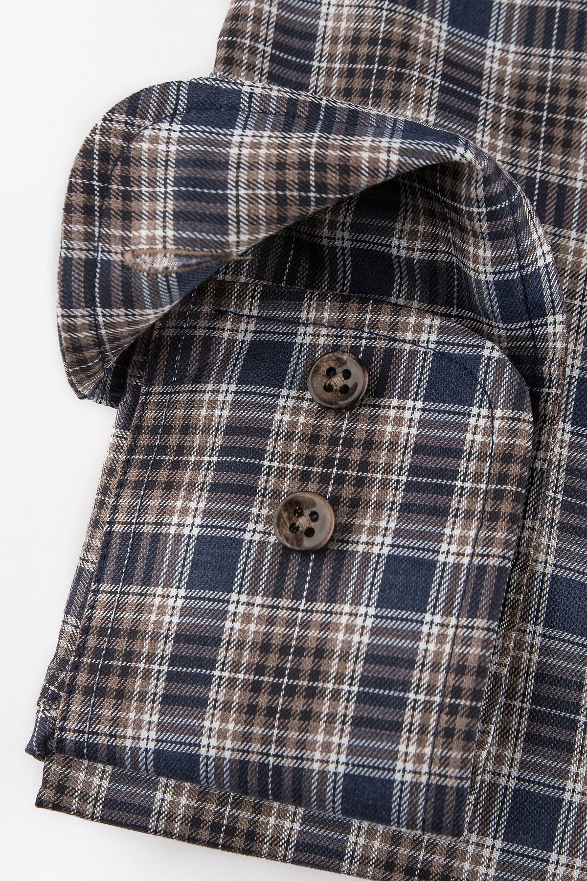 Blue and brown checked regular fit shirt