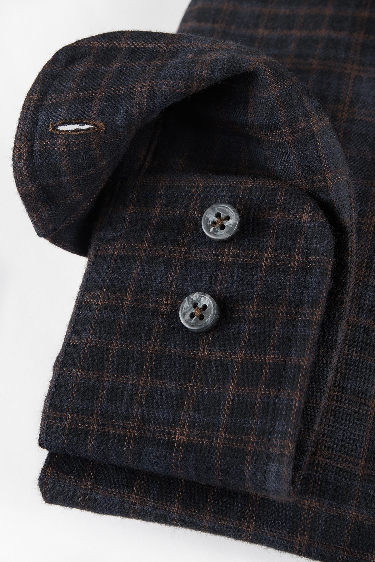 Brown checked slim fit flannel shirt
