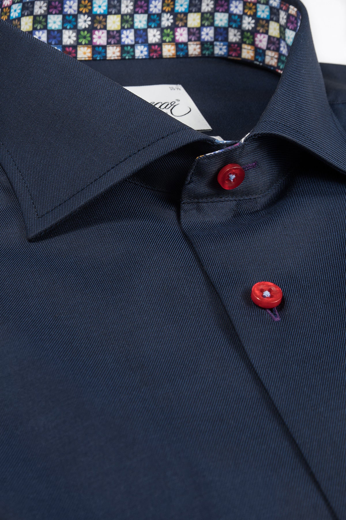 Navy blue regular fit shirt with contrast details