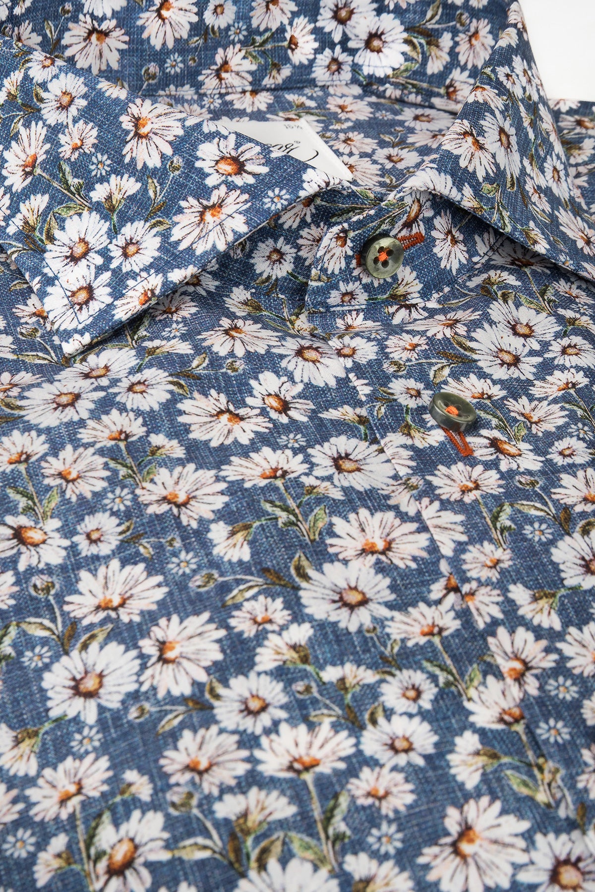 Blue flower printed regular fit shirt