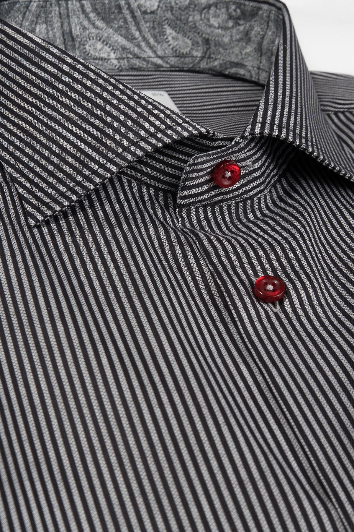 Black striped regular fit shirt with contrast details