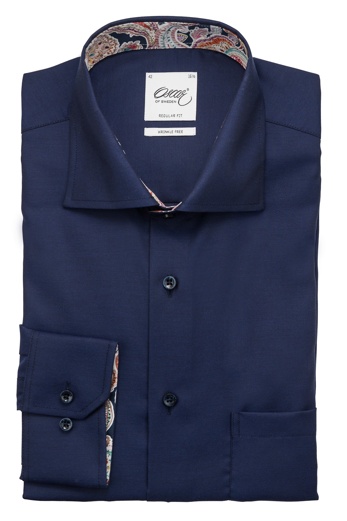 Navy blue regular fit shirt with contrast details