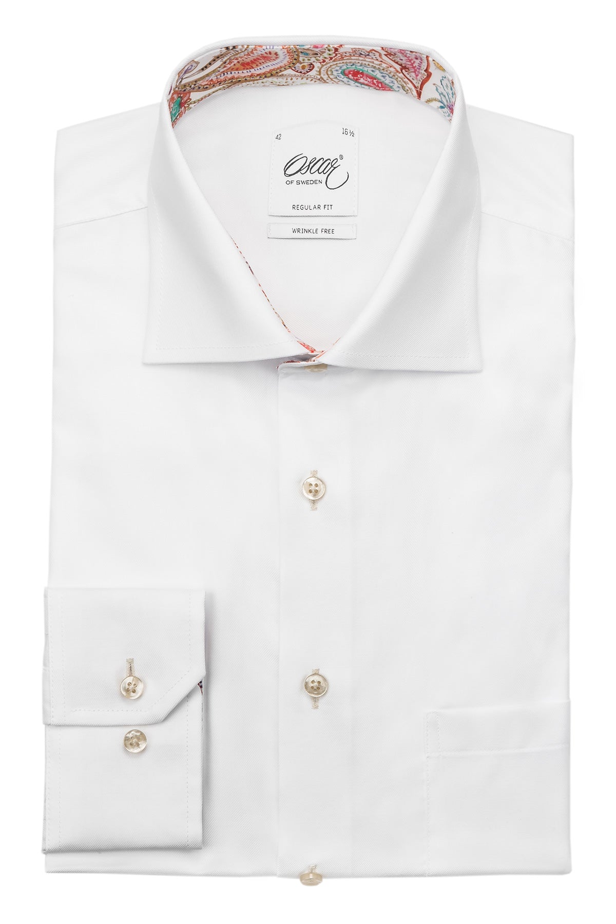 White regular fit shirt with contrast details