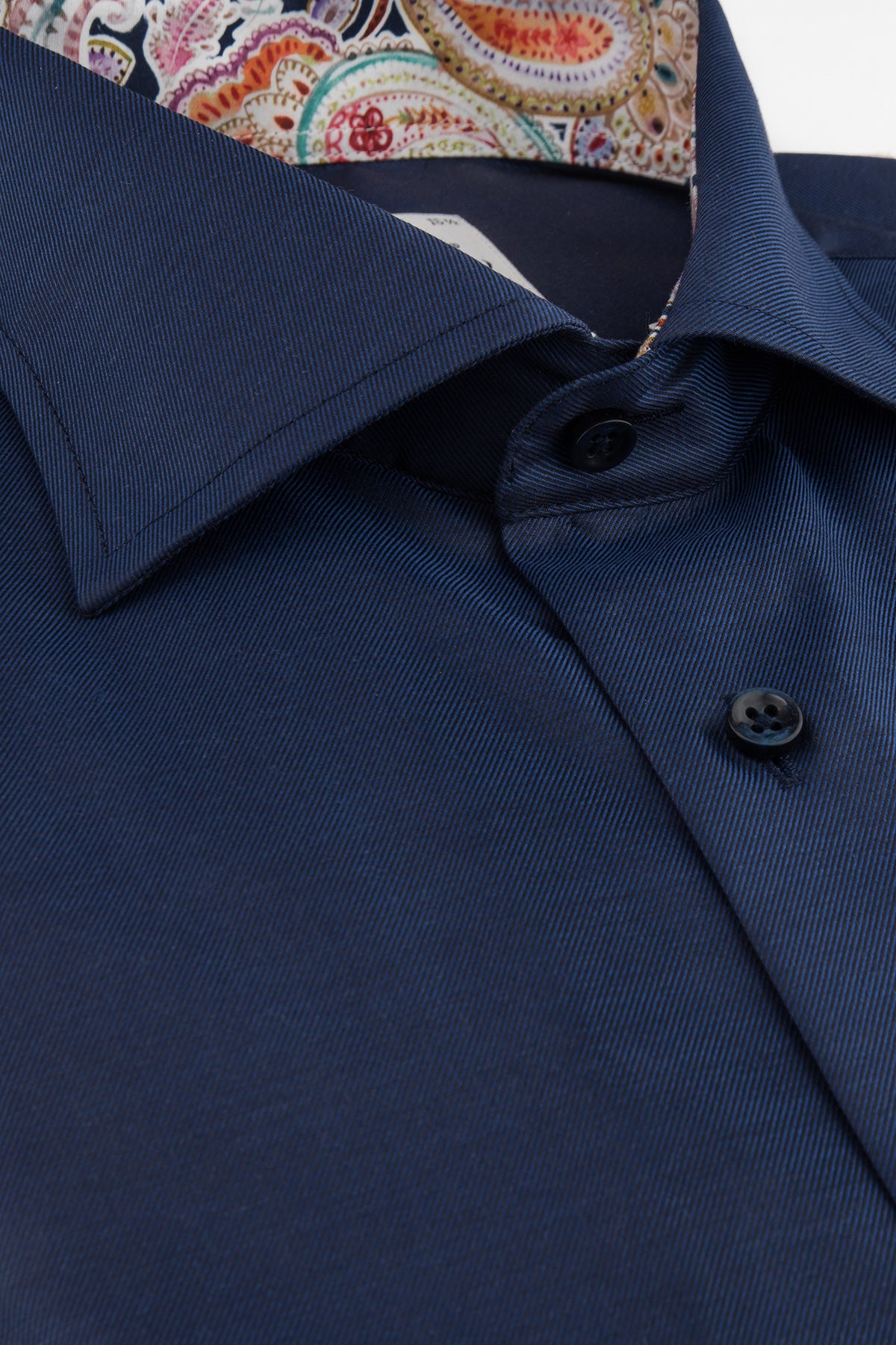 Navy regular fit shirt with extra long sleeves and contrast details