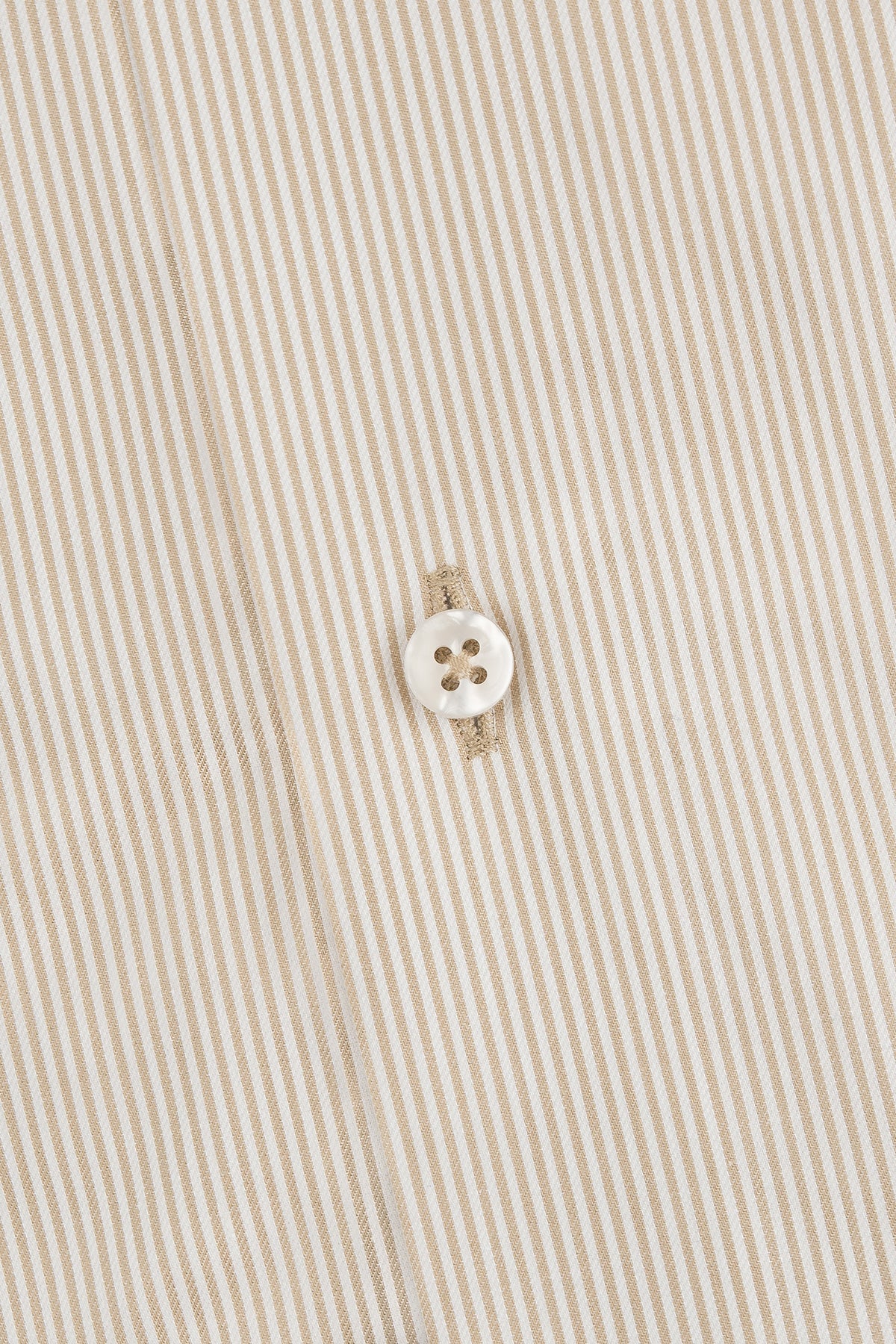 Beige striped regular fit shirt with contrast details