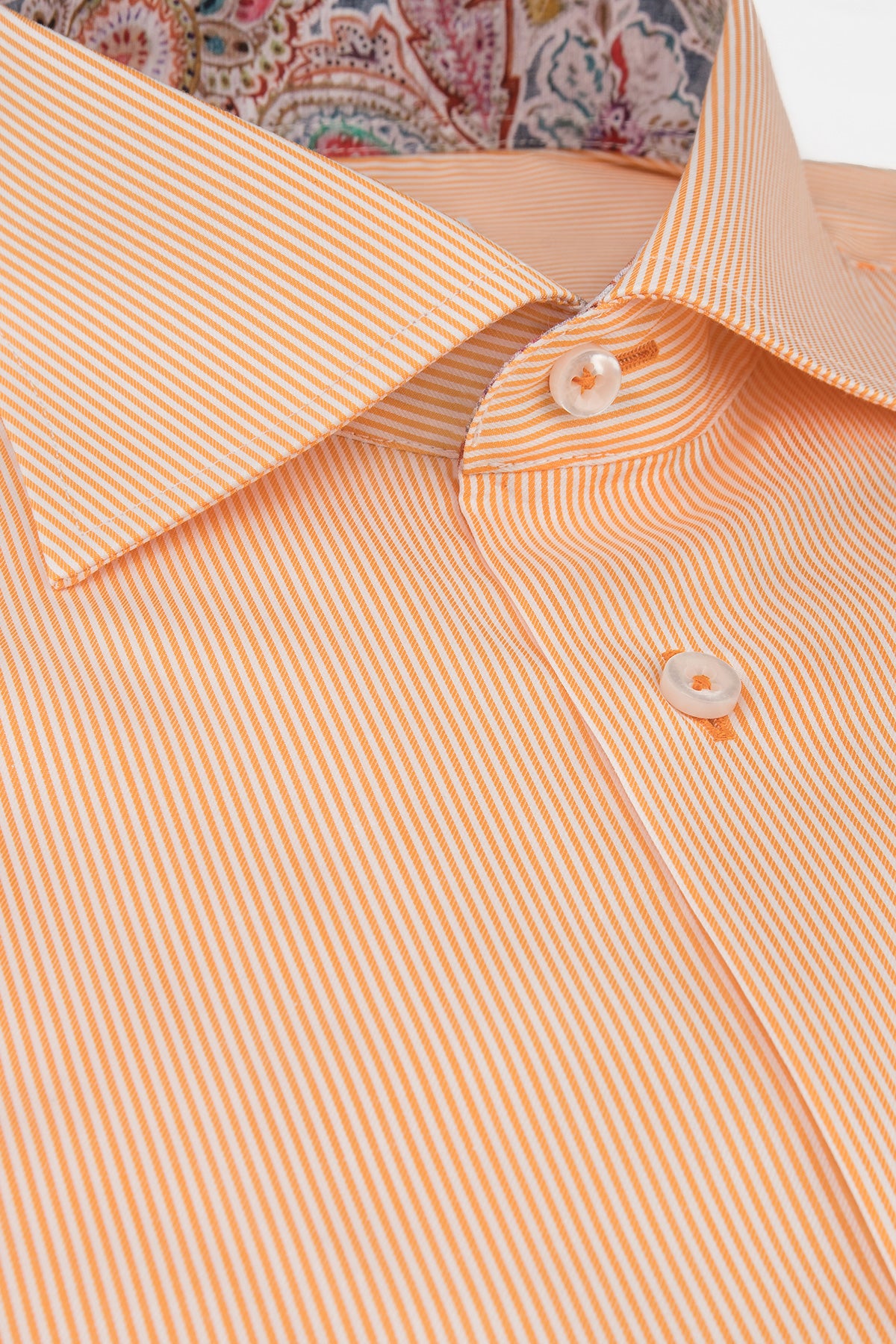 Orange striped slim fit shirt with contrast details
