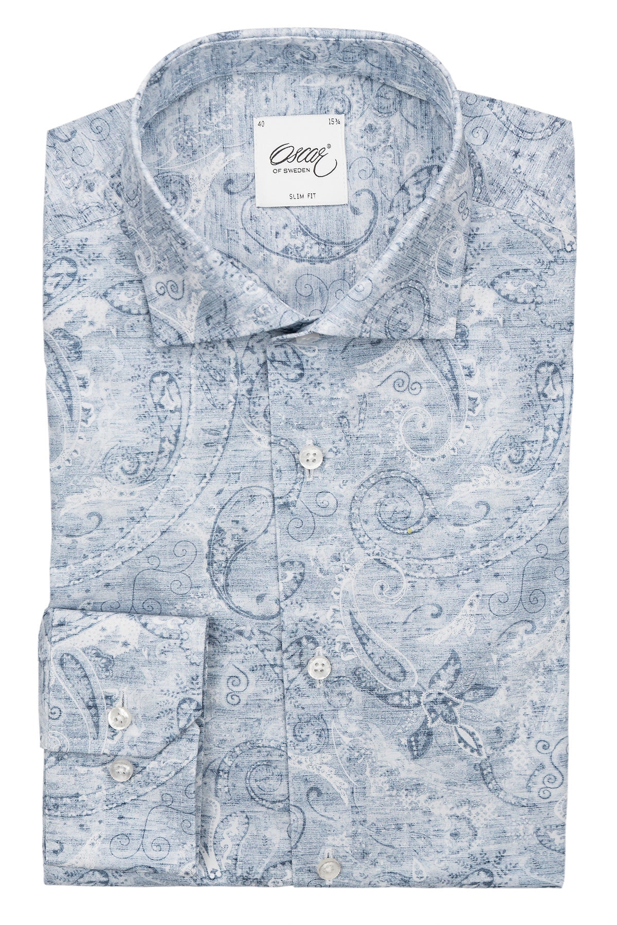 Blue paisley printed regular fit shirt