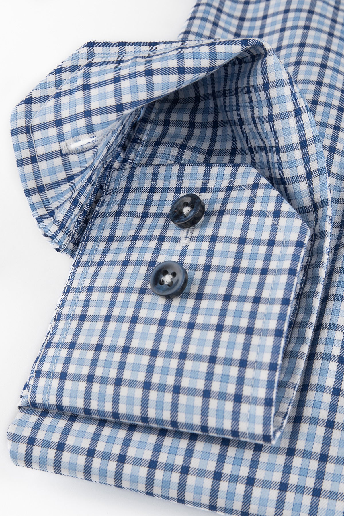 Light blue checked button down regular fit shirt