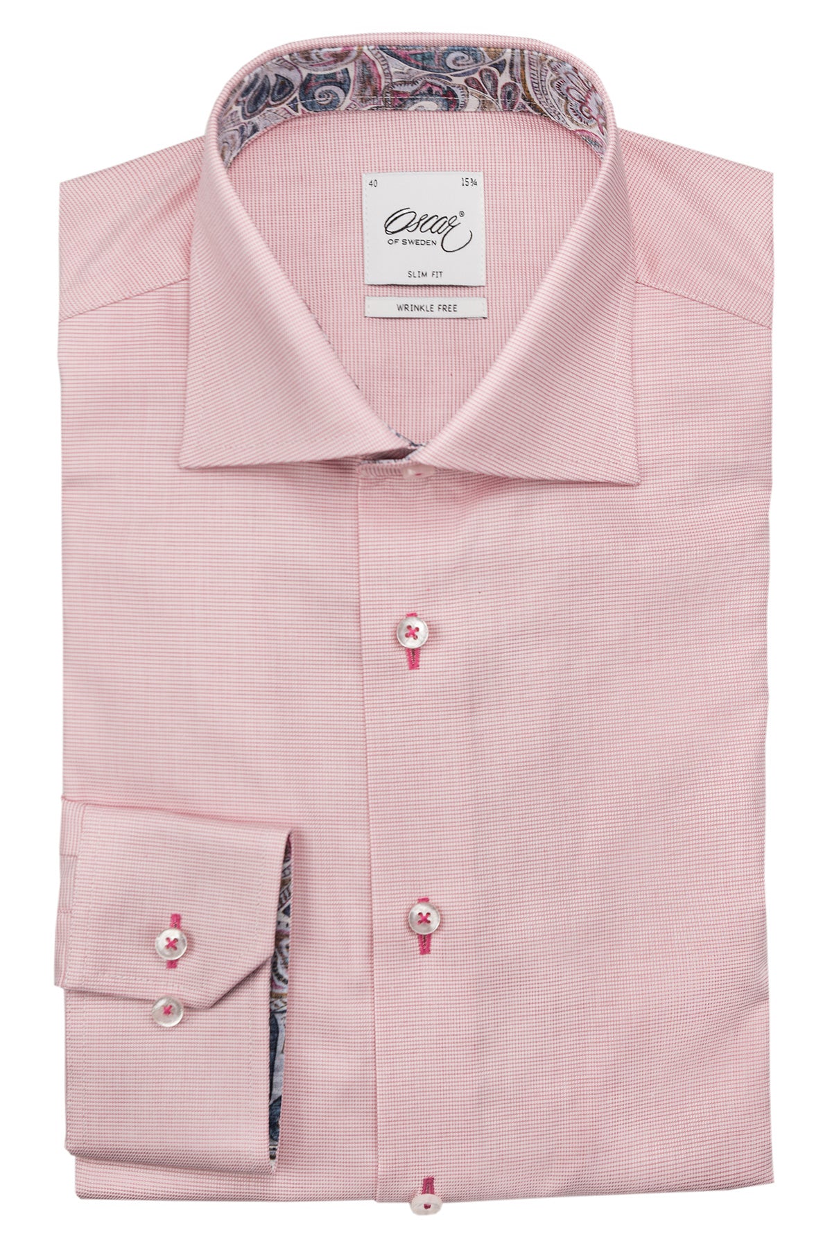 Pink slim fit shirt with contrast details