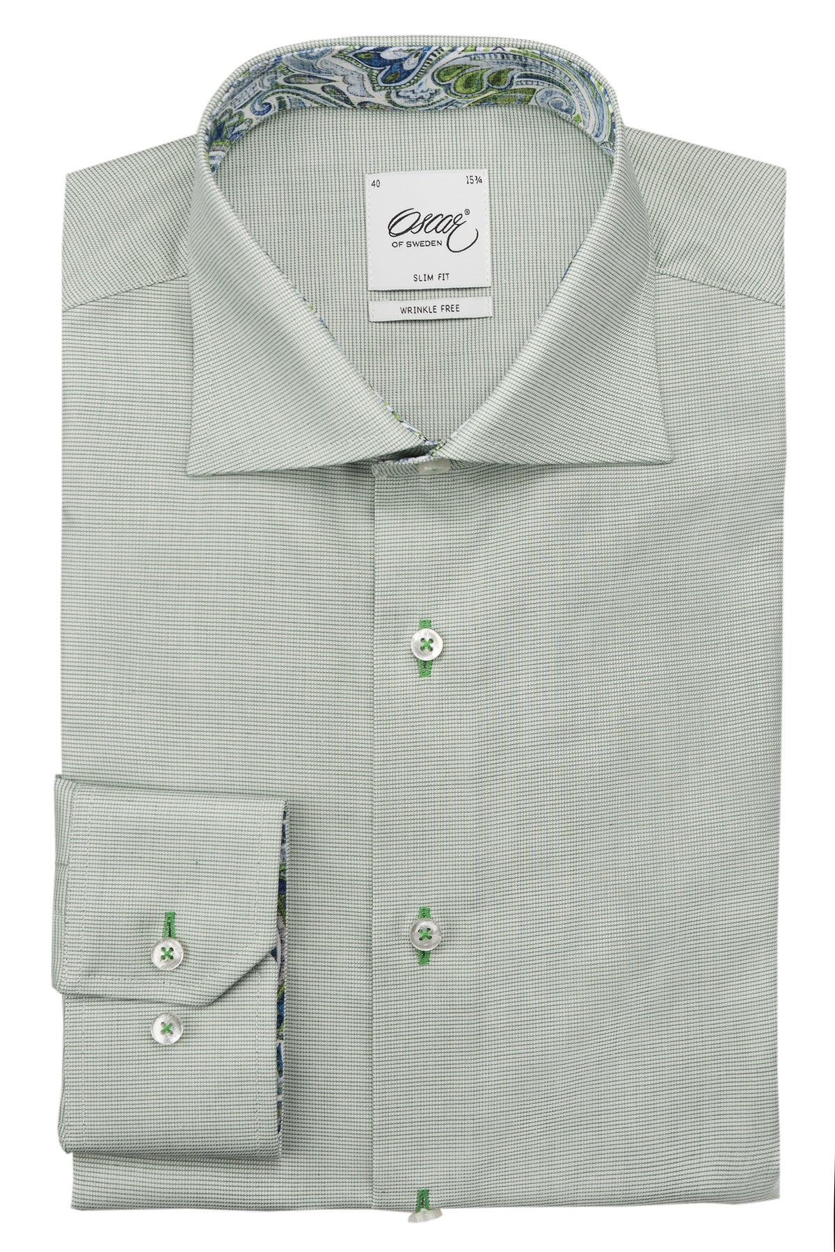 Green slim fit shirt with contrast details