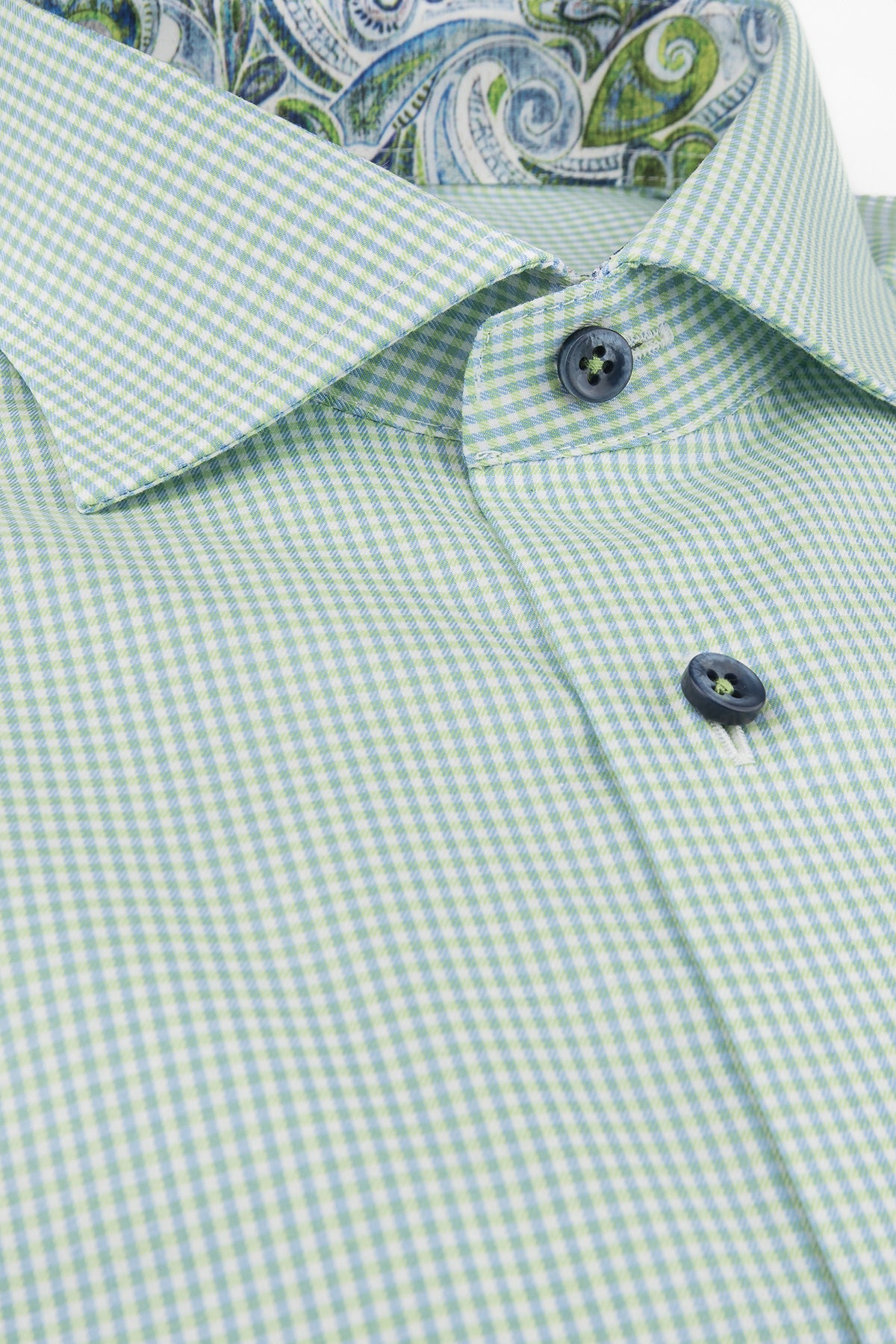 Green checked regular fit shirt with contrast details
