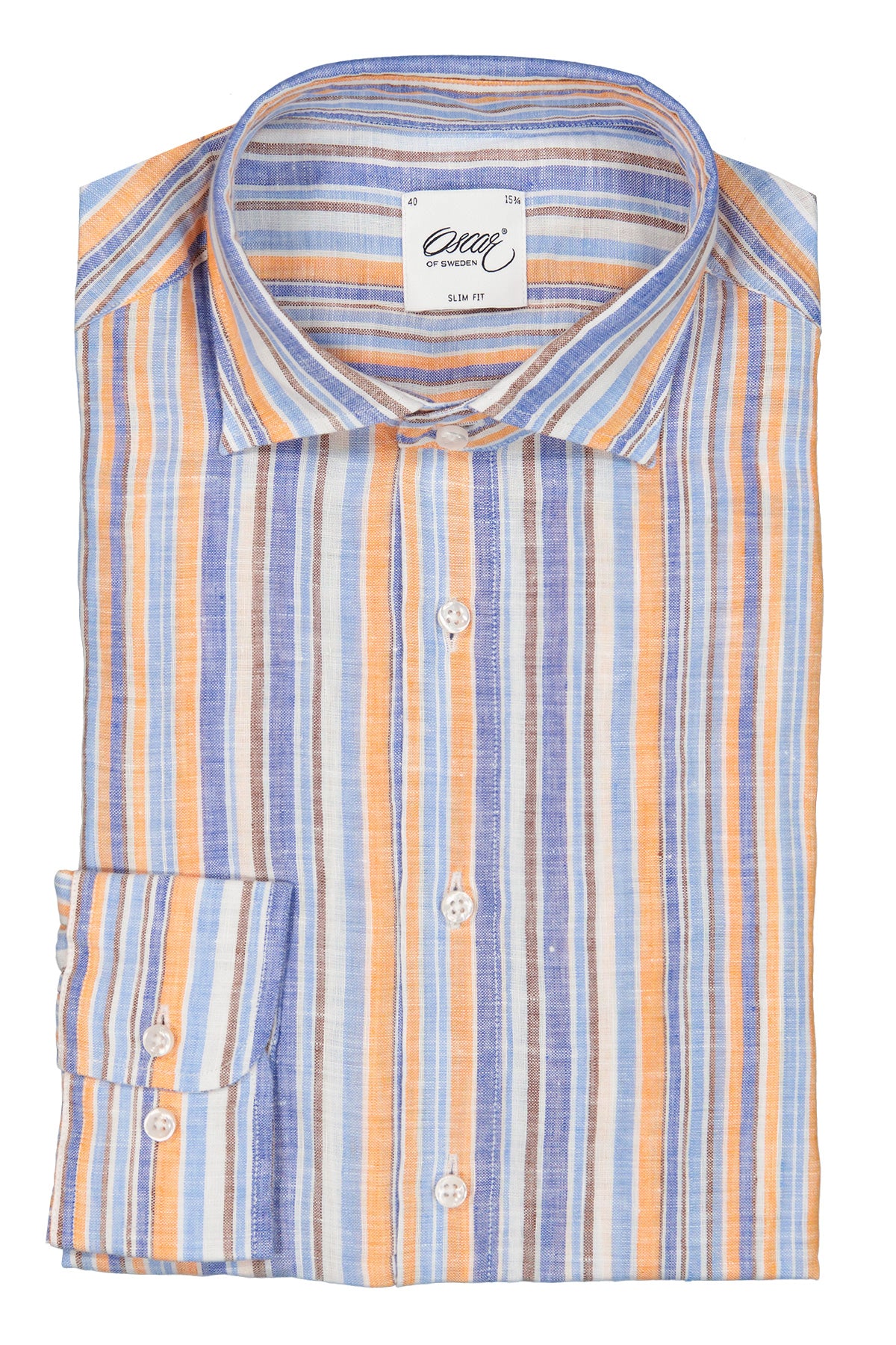 Multi color striped slim fit linen shirt