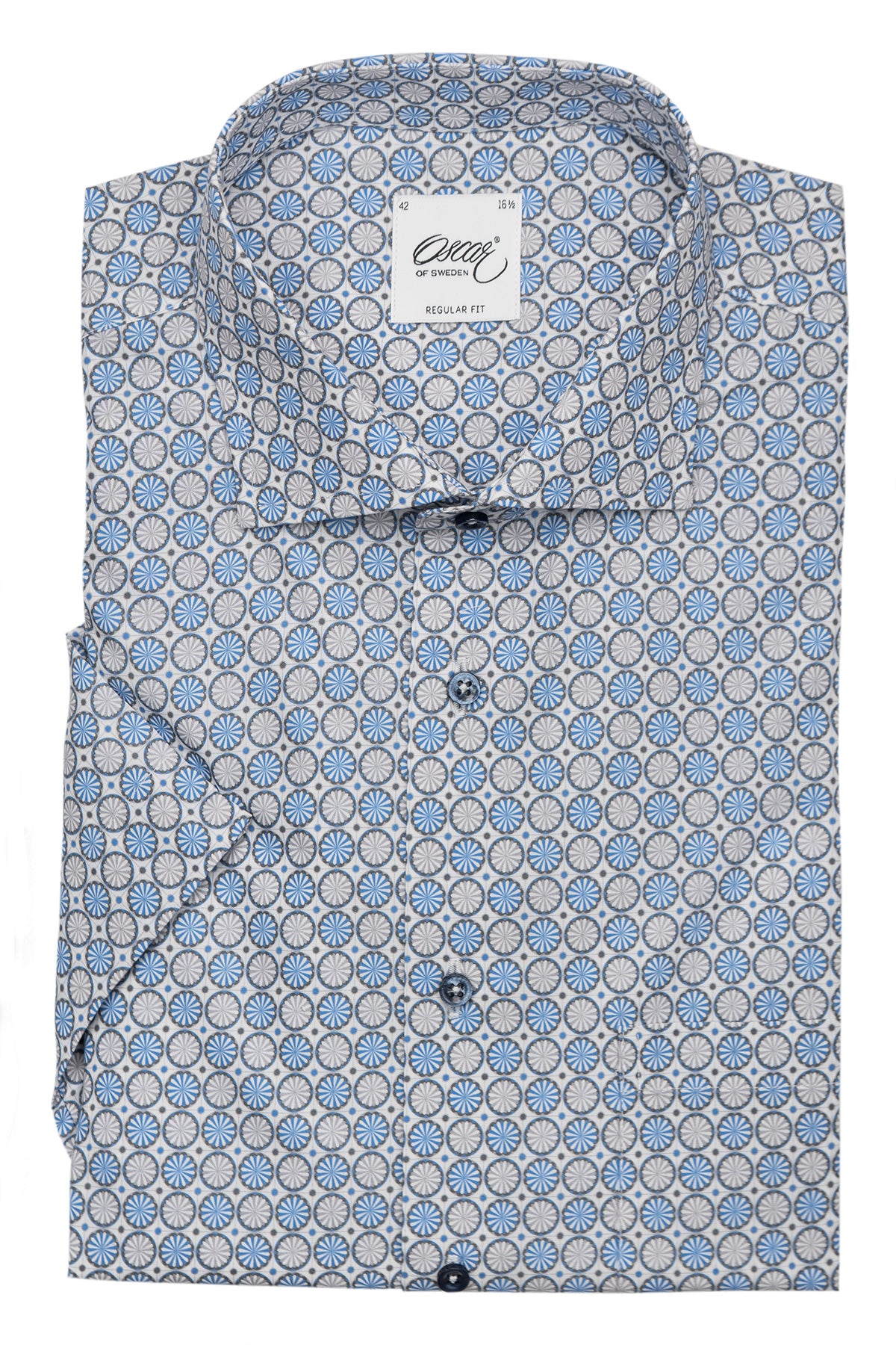 Blue printed short sleeve regular fit shirt
