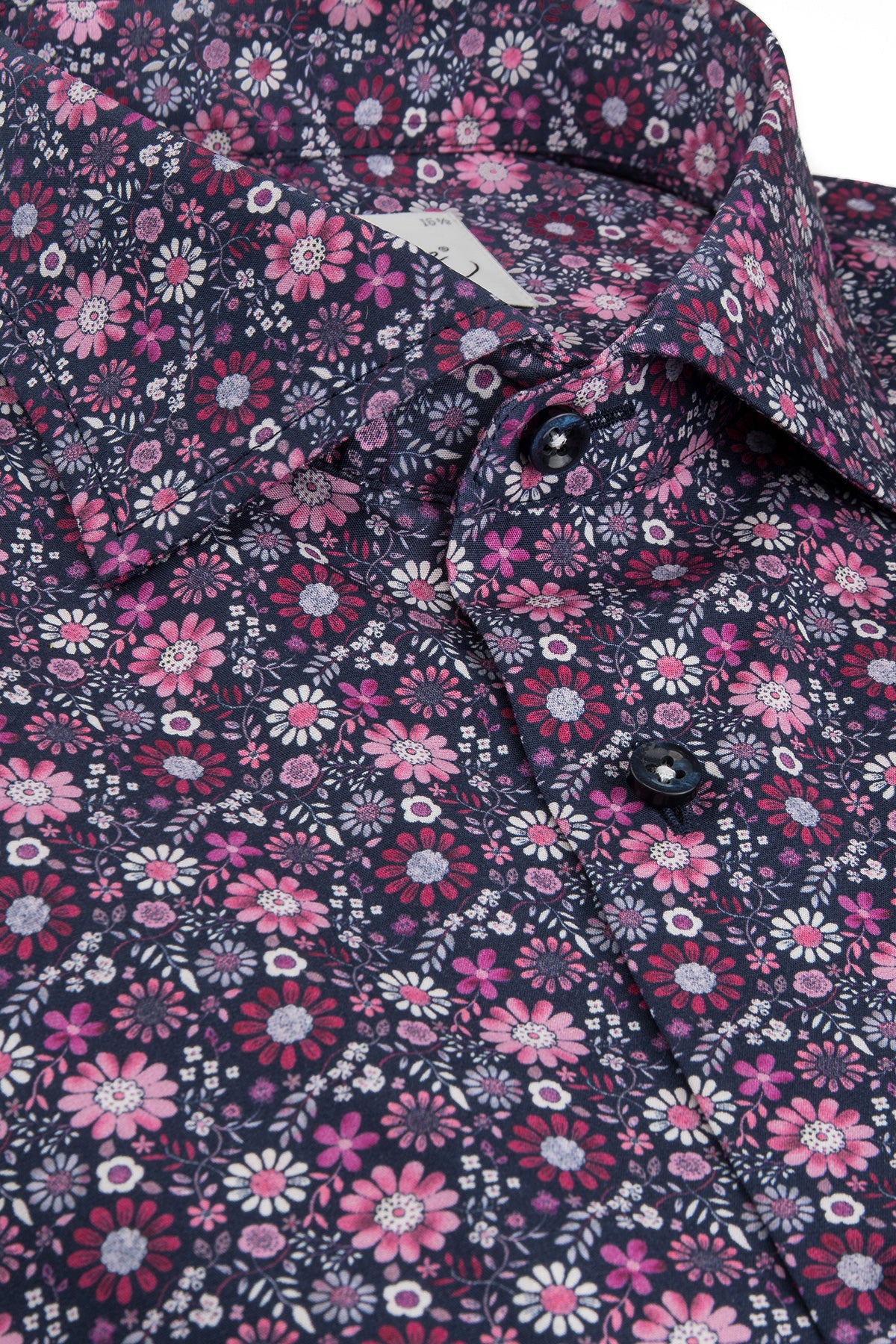 Purple flower printed short sleeve regular fit shirt