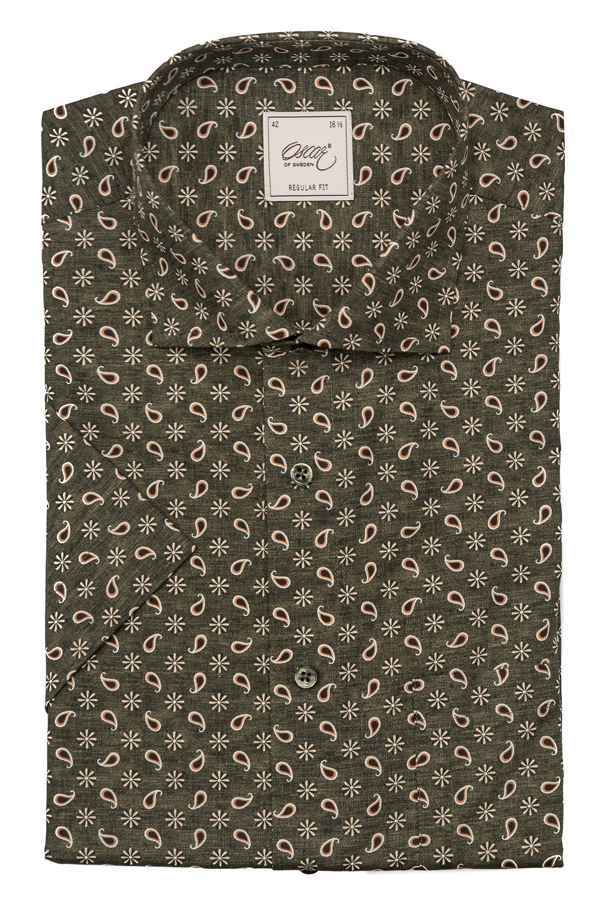 Green printed short sleeve regular fit shirt