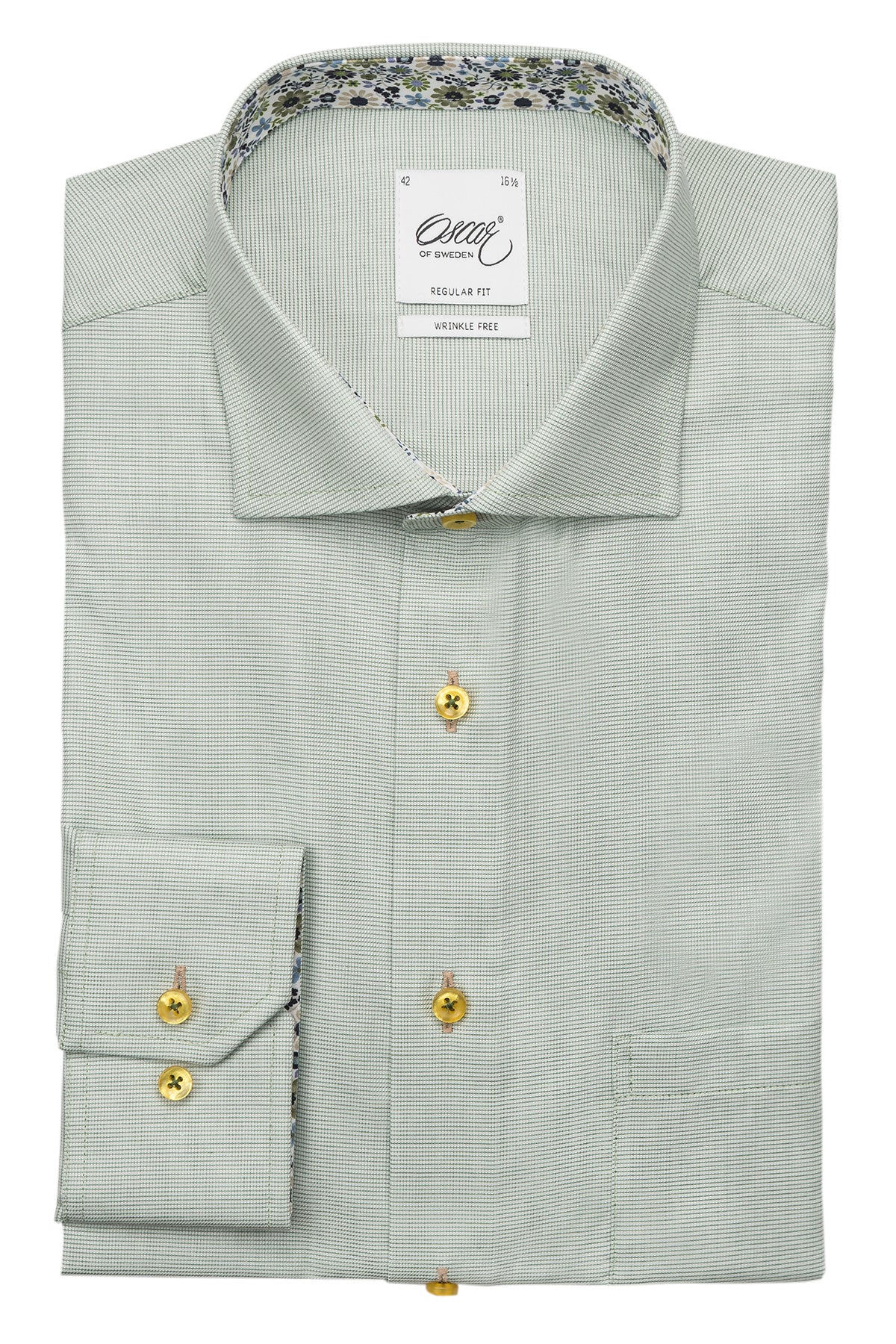 Light green regular fit shirt with contrast details