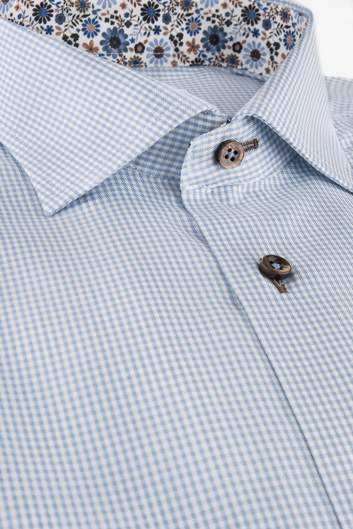 Light blue checked regular fit shirt with contrast details