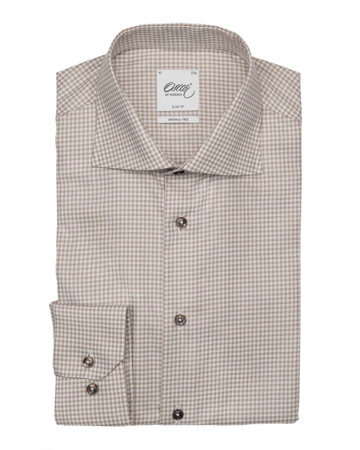 Beige rutig skjorta slim fit