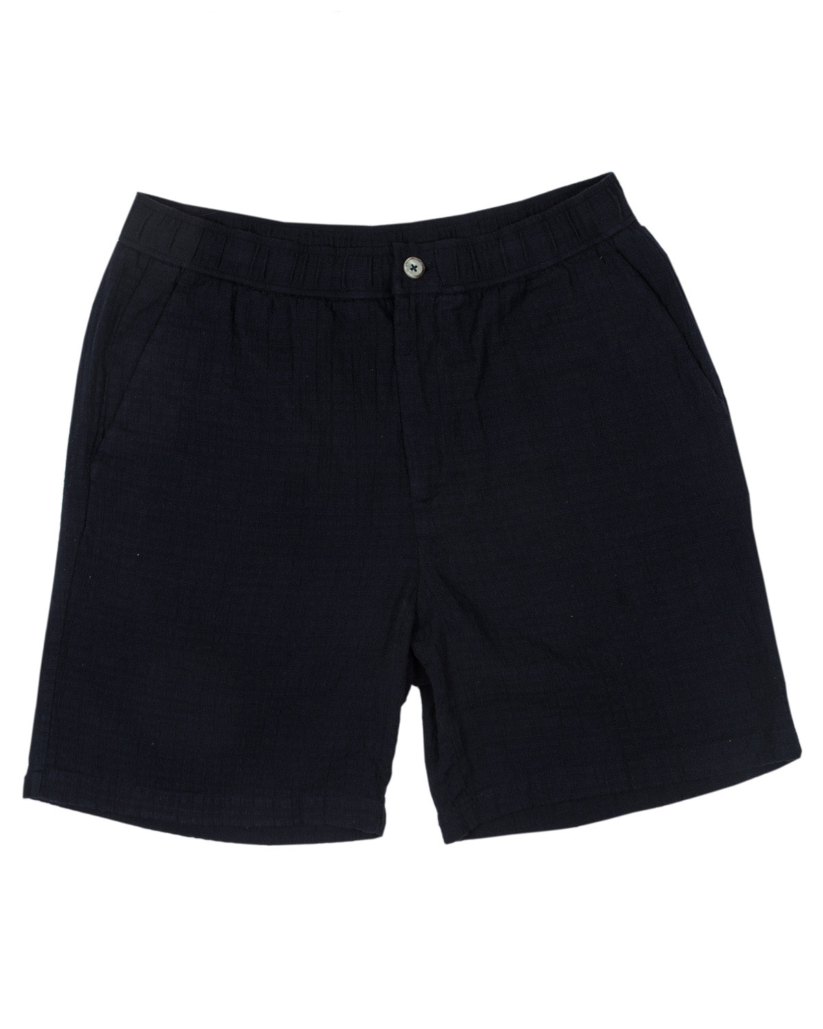 Marinblåa strukturshorts