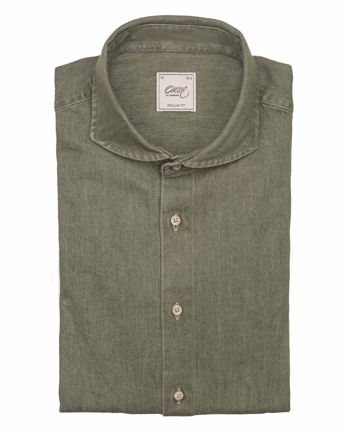 Grön denimskjorta slim fit
