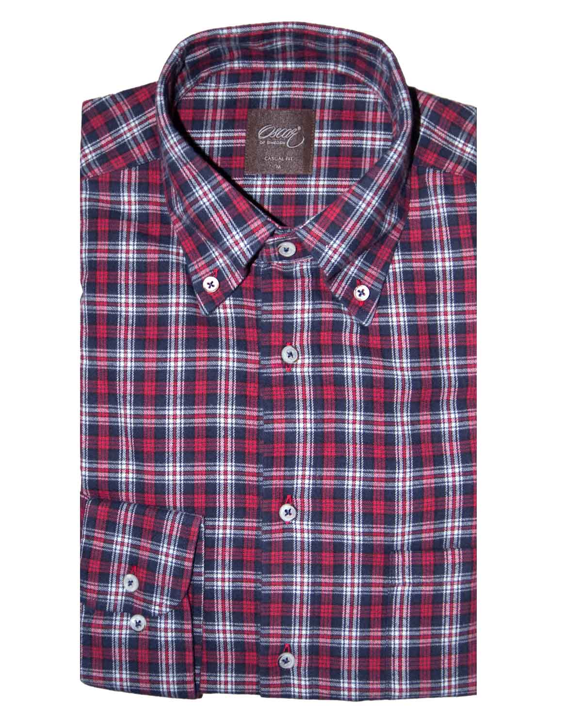 Red checked shirt in lightweight flannel casual fit