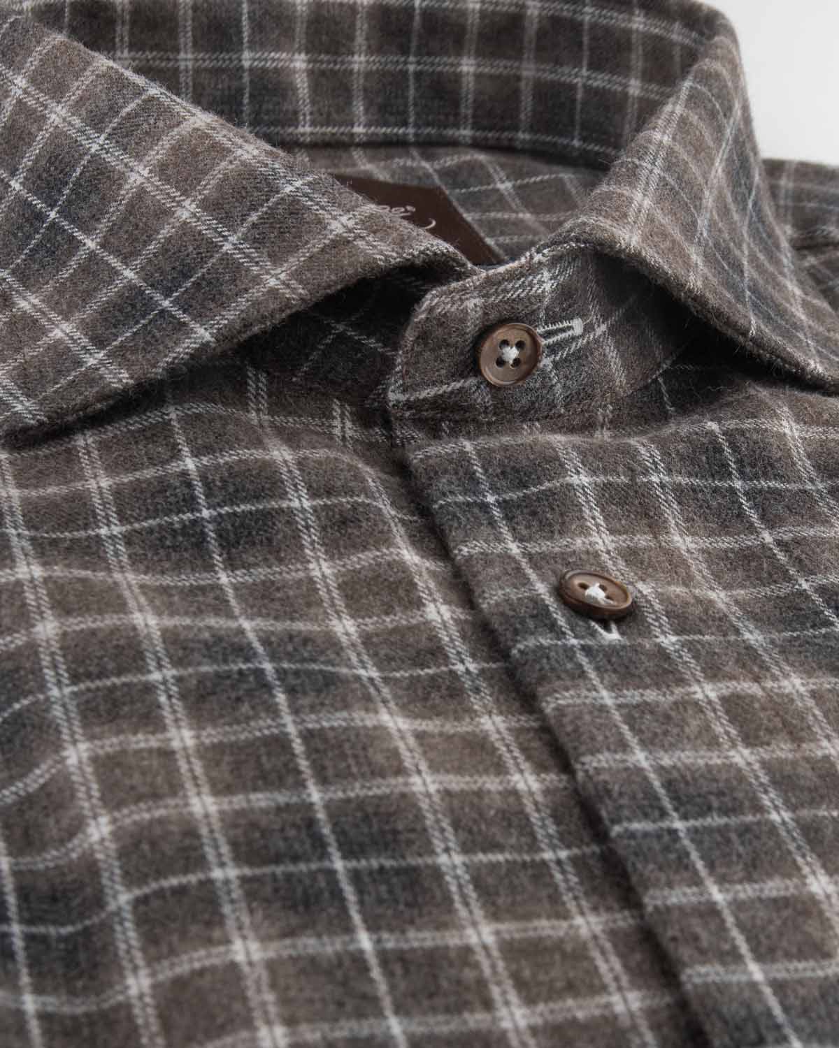 Brown checked flannel shirt casual fit