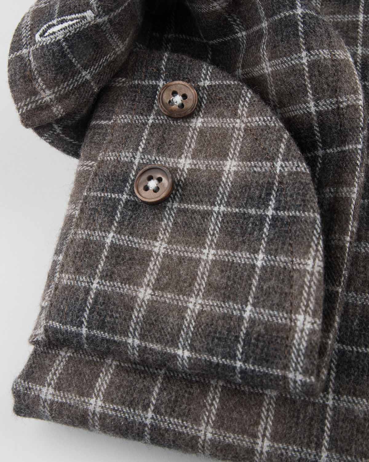 Brown checked flannel shirt casual fit