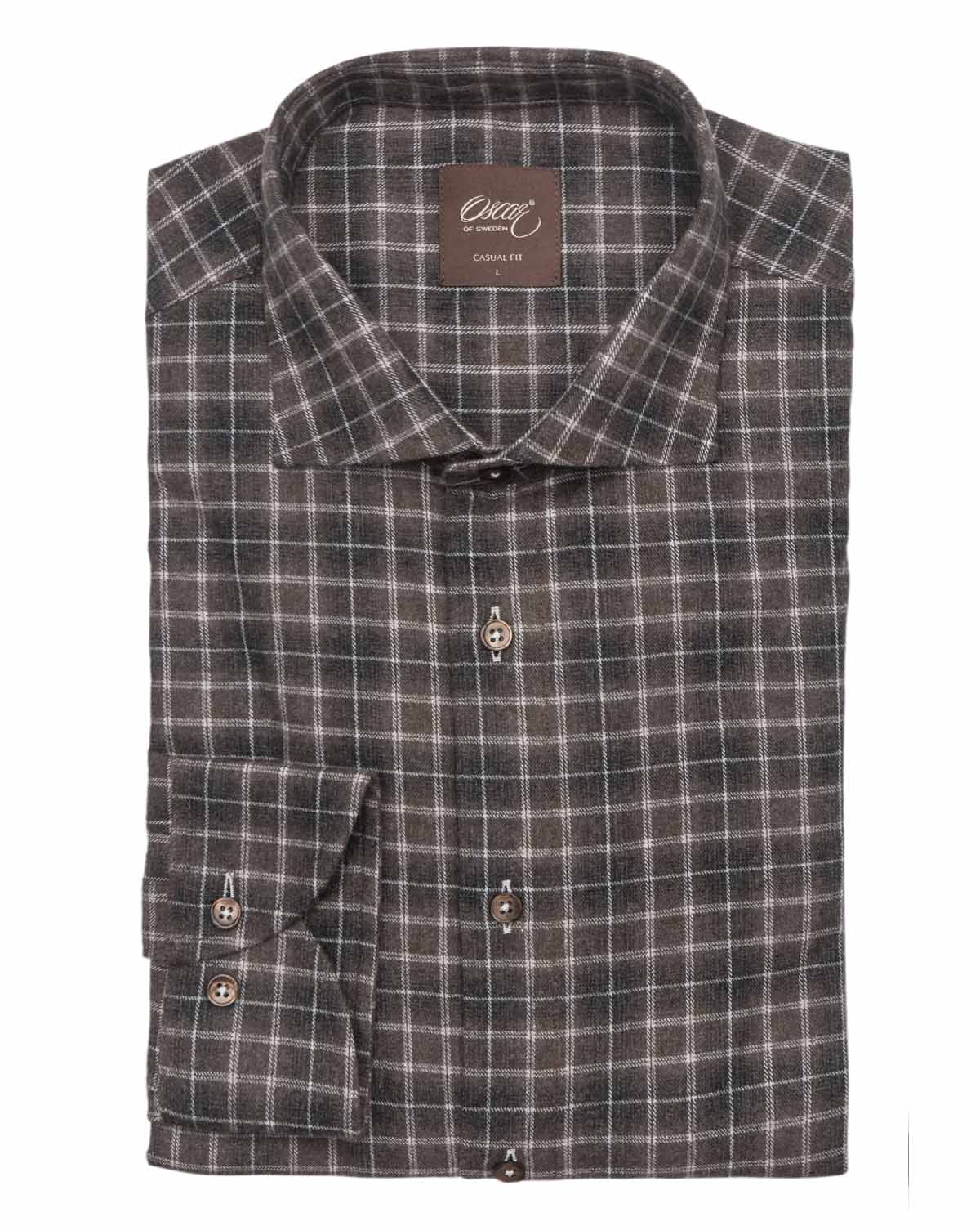 Brown checked flannel shirt casual fit