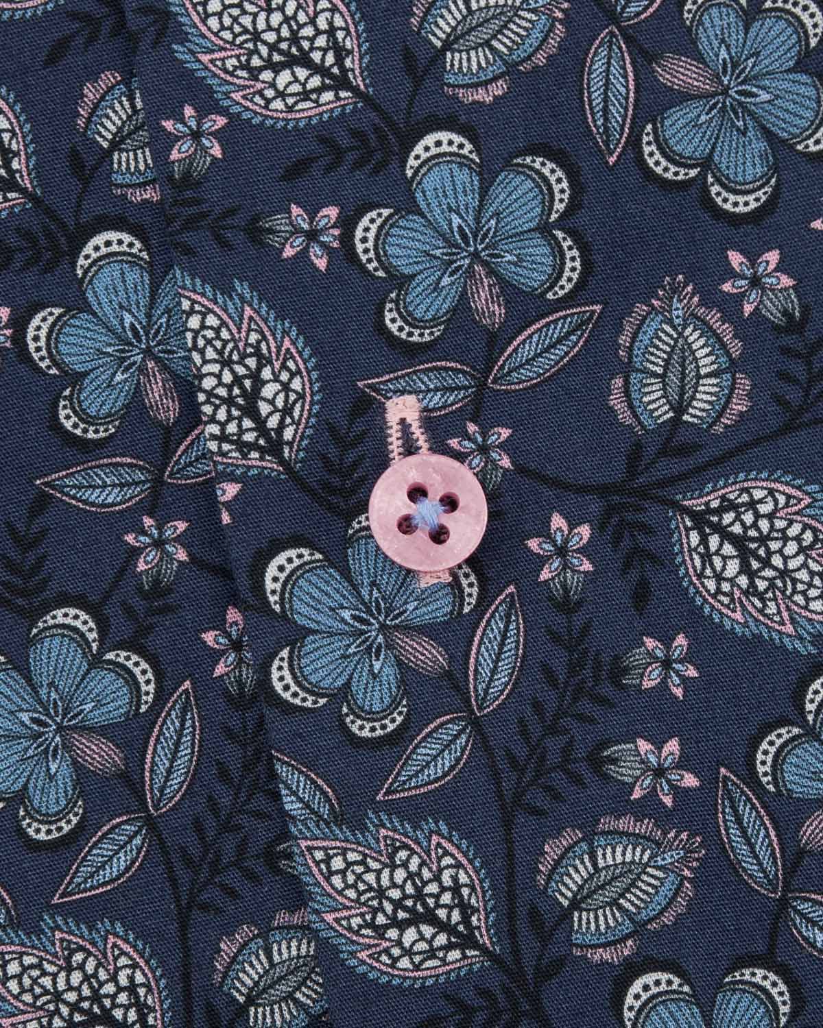 Mörkblå blommig skjorta regular fit