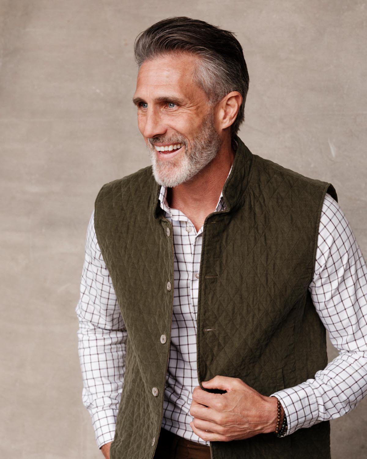Green quilted corduroy vest