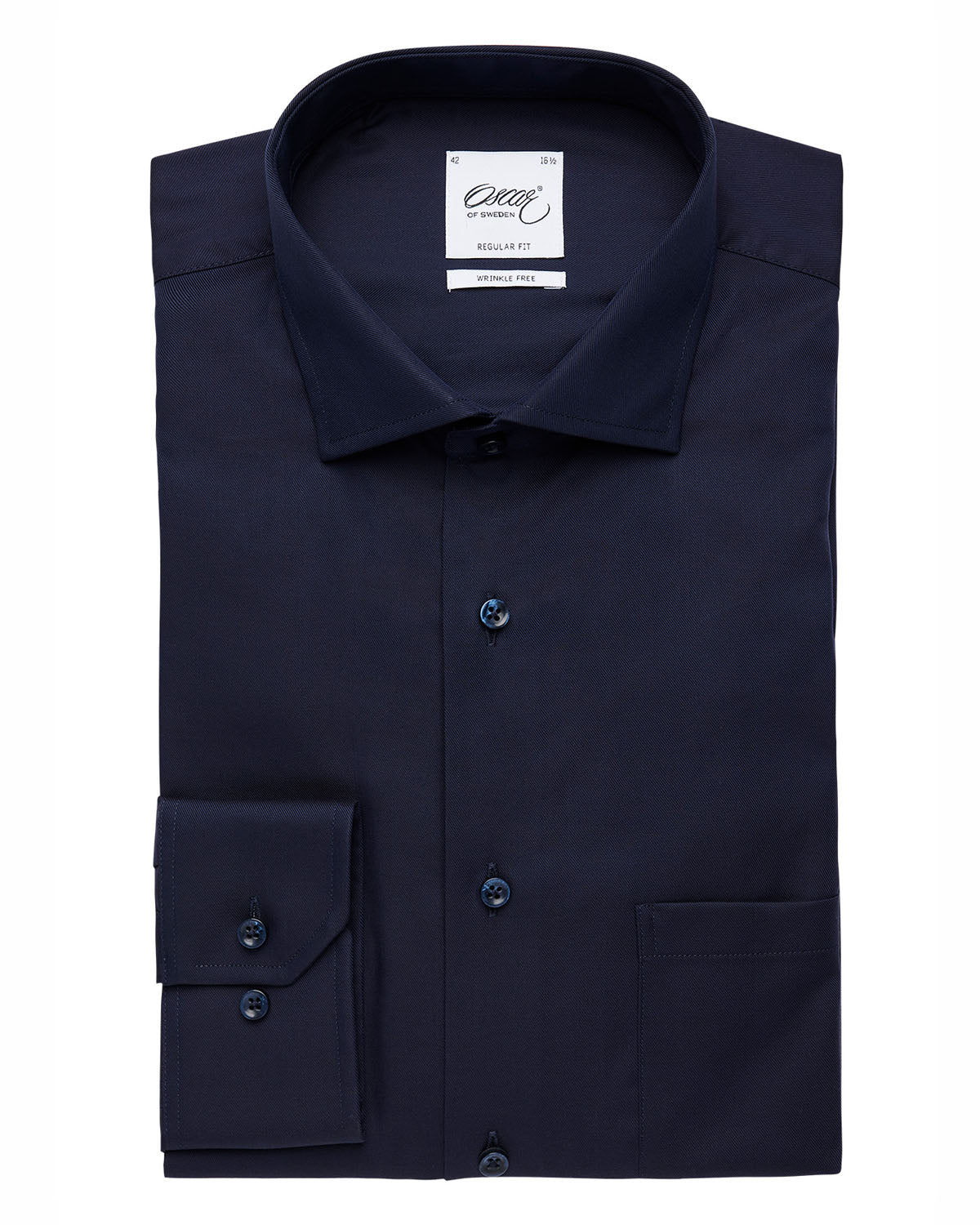 Navy blue wrinkle-free shirt with pocket regular fit