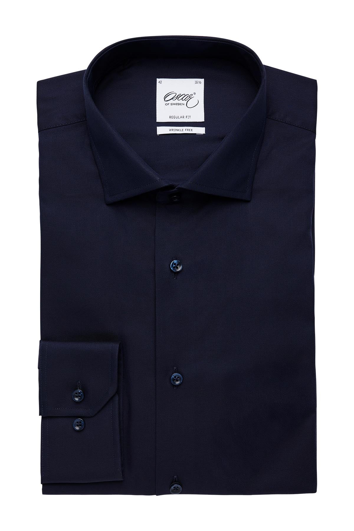 Navy blue wrinkle-free shirt regular fit 