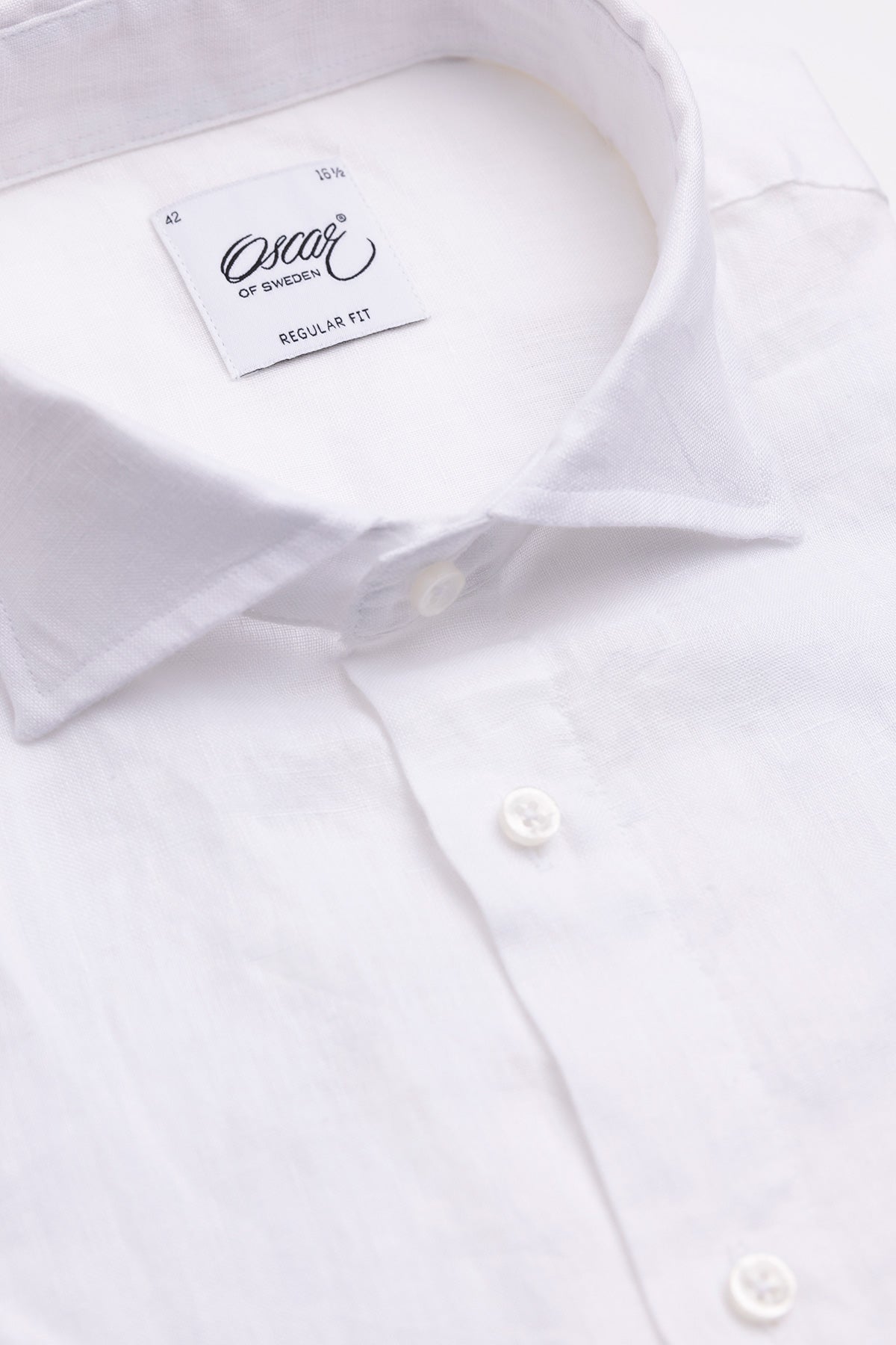 White short sleeve regular fit linen shirt