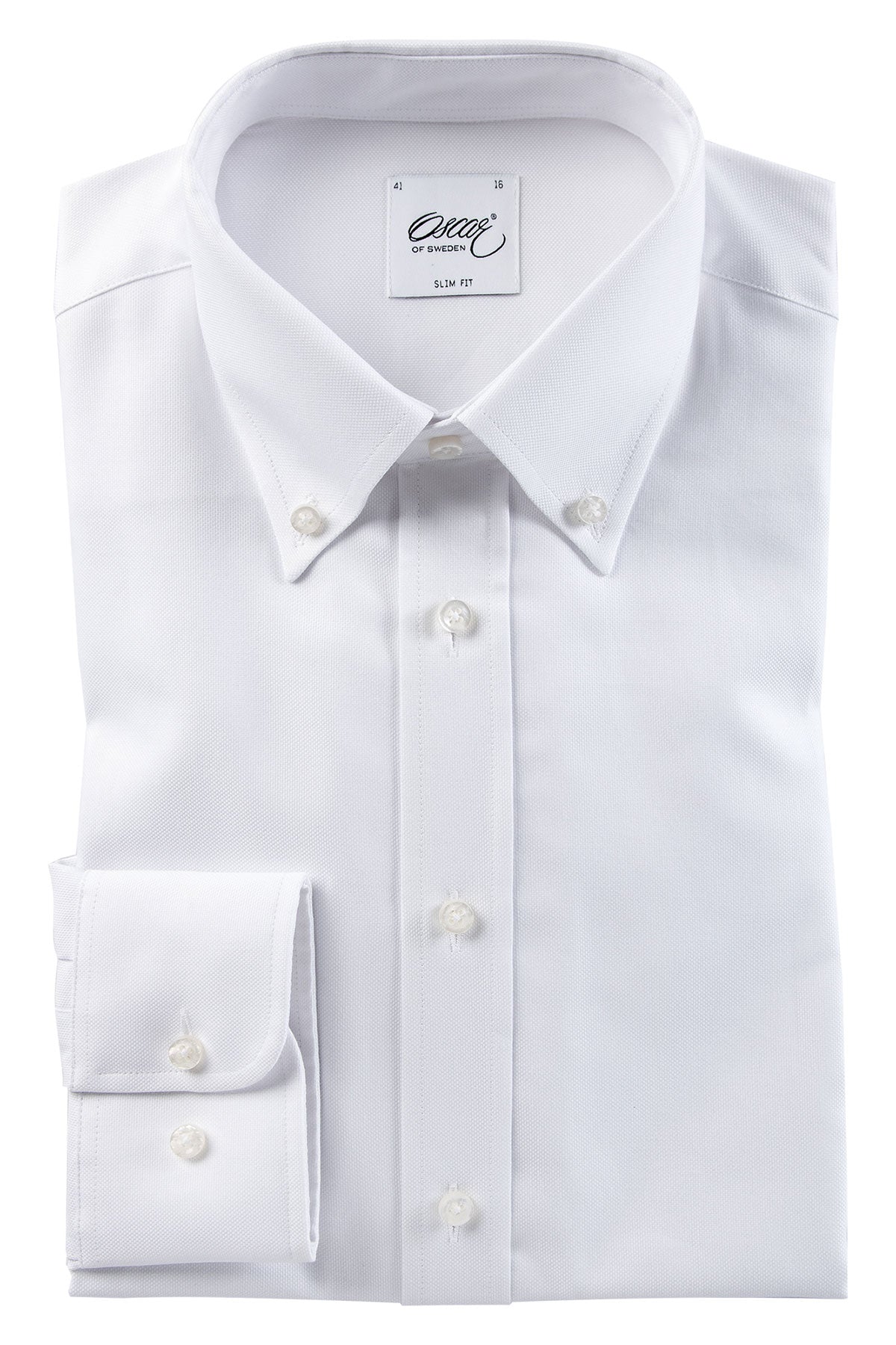 Washed white button-down slim fit shirt