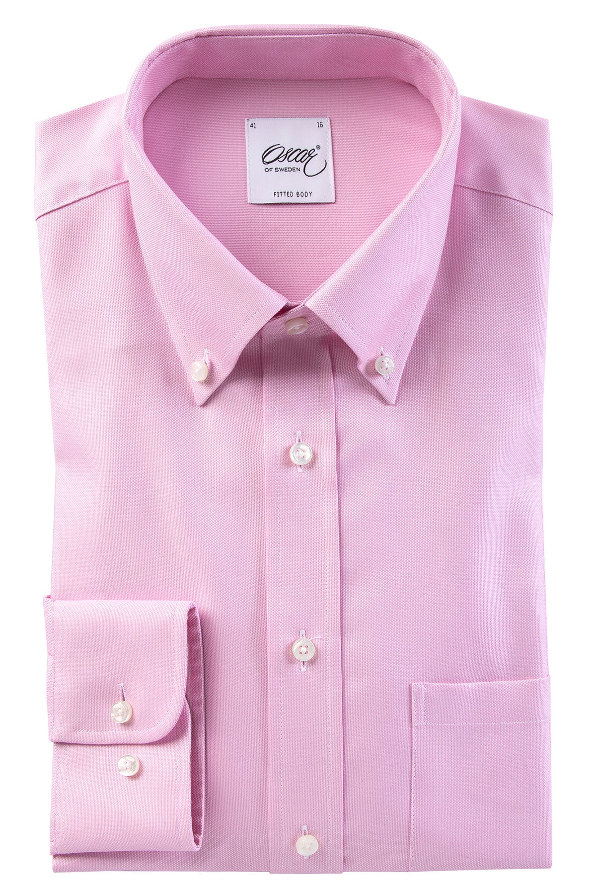 Washed pink button-down slim fit shirt