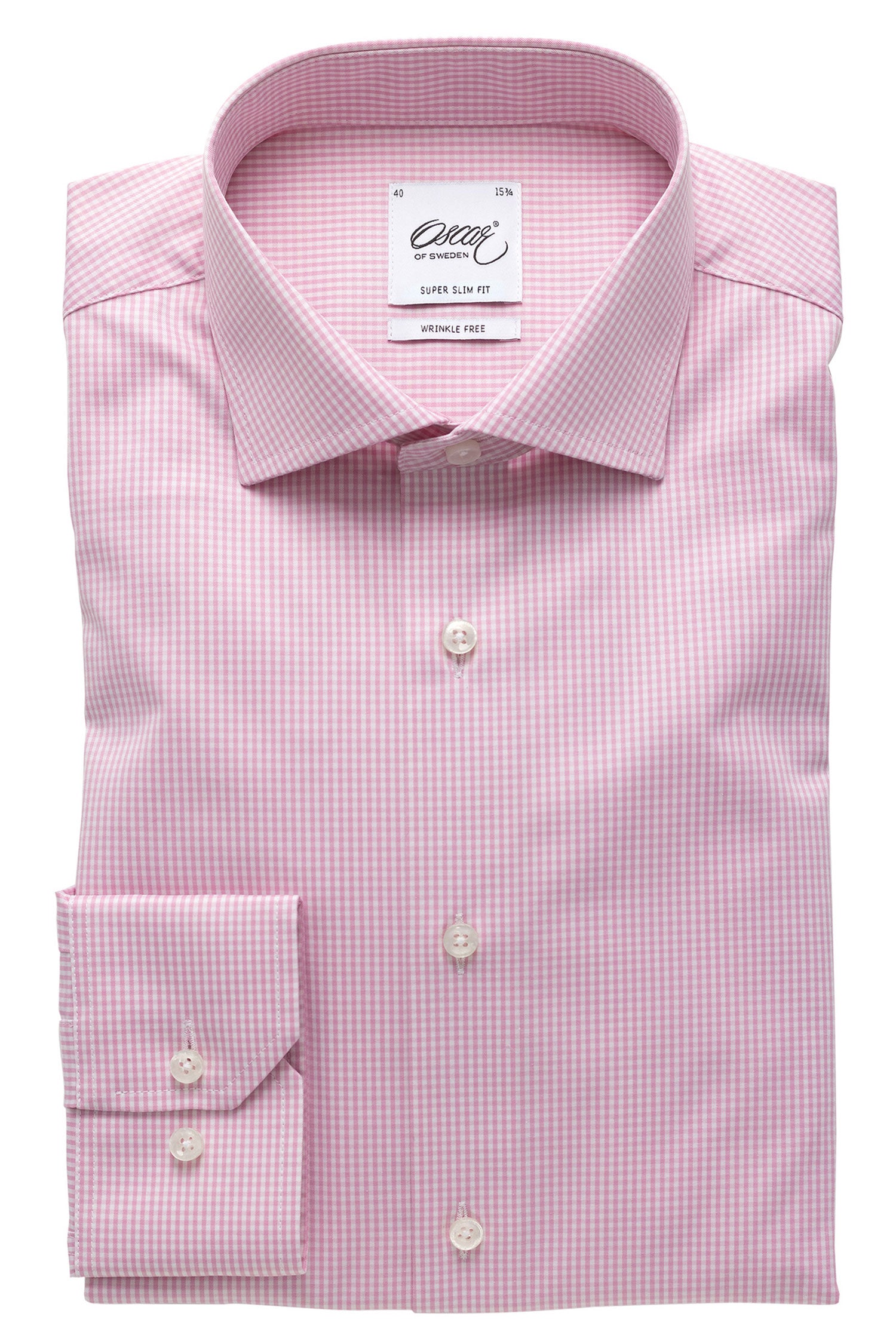 Pink checked super slim fit shirt