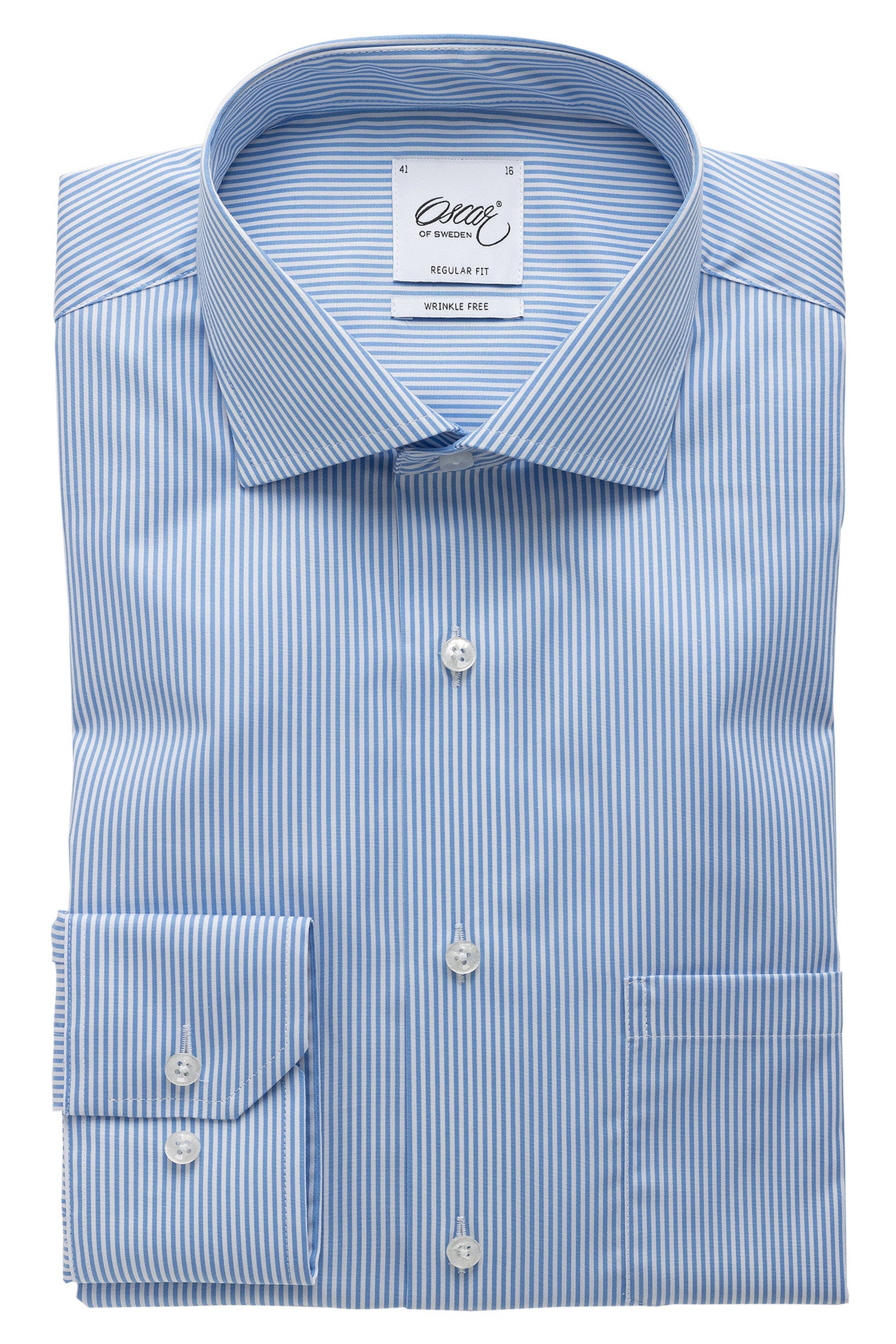 Light blue striped slim fit extra long sleeves shirt
