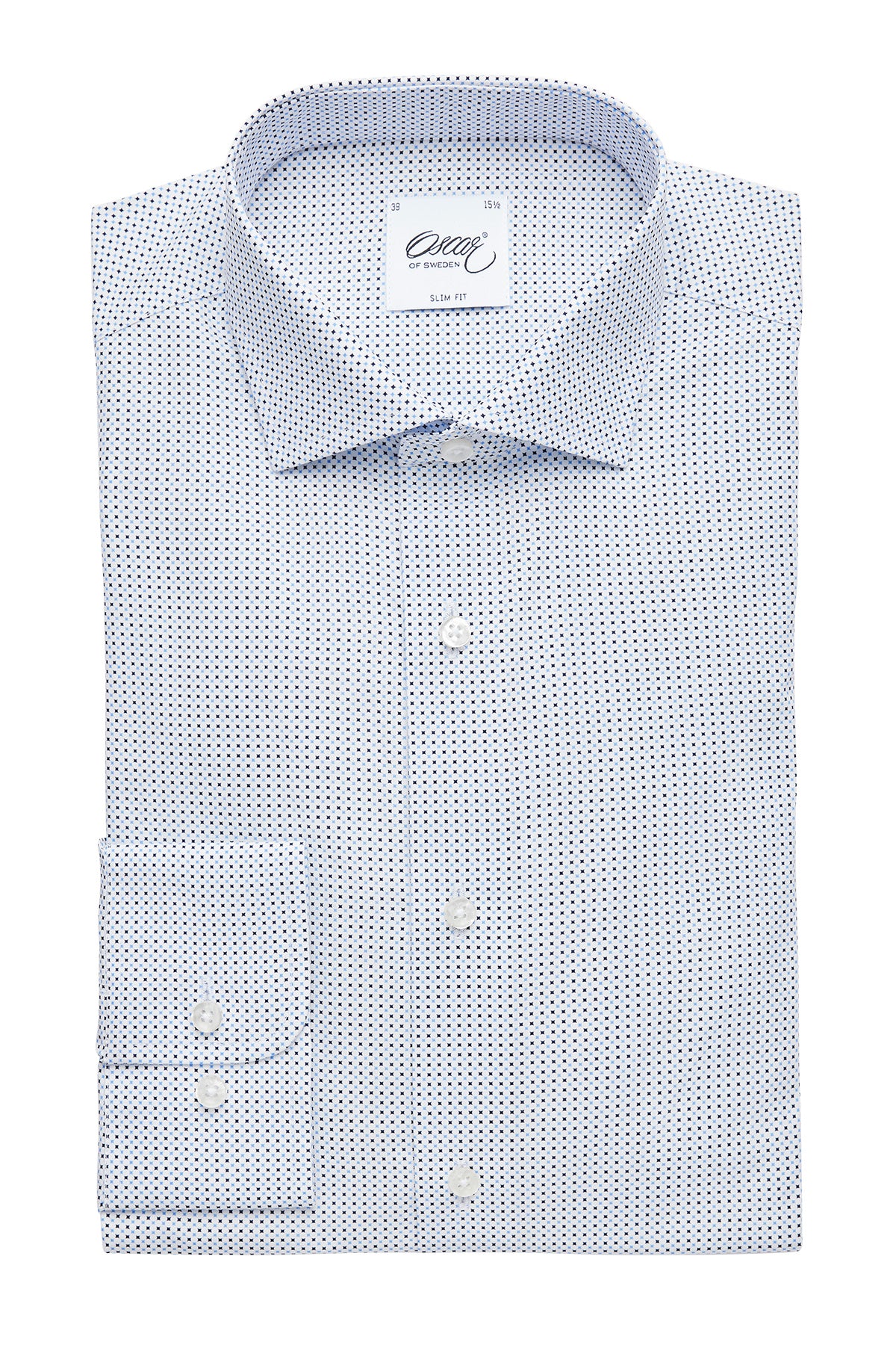 White and blue micro printed slim fit shirt