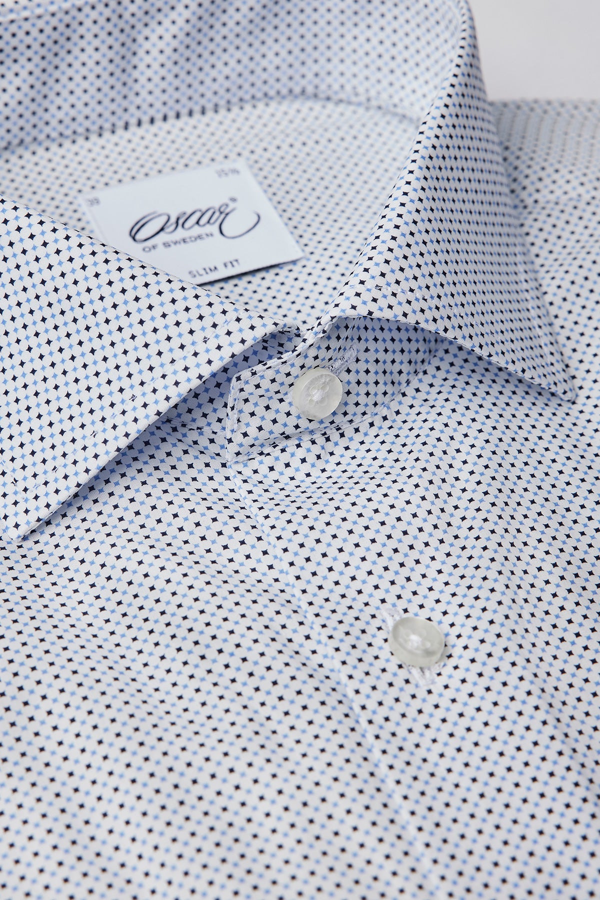 White and blue micro printed slim fit shirt