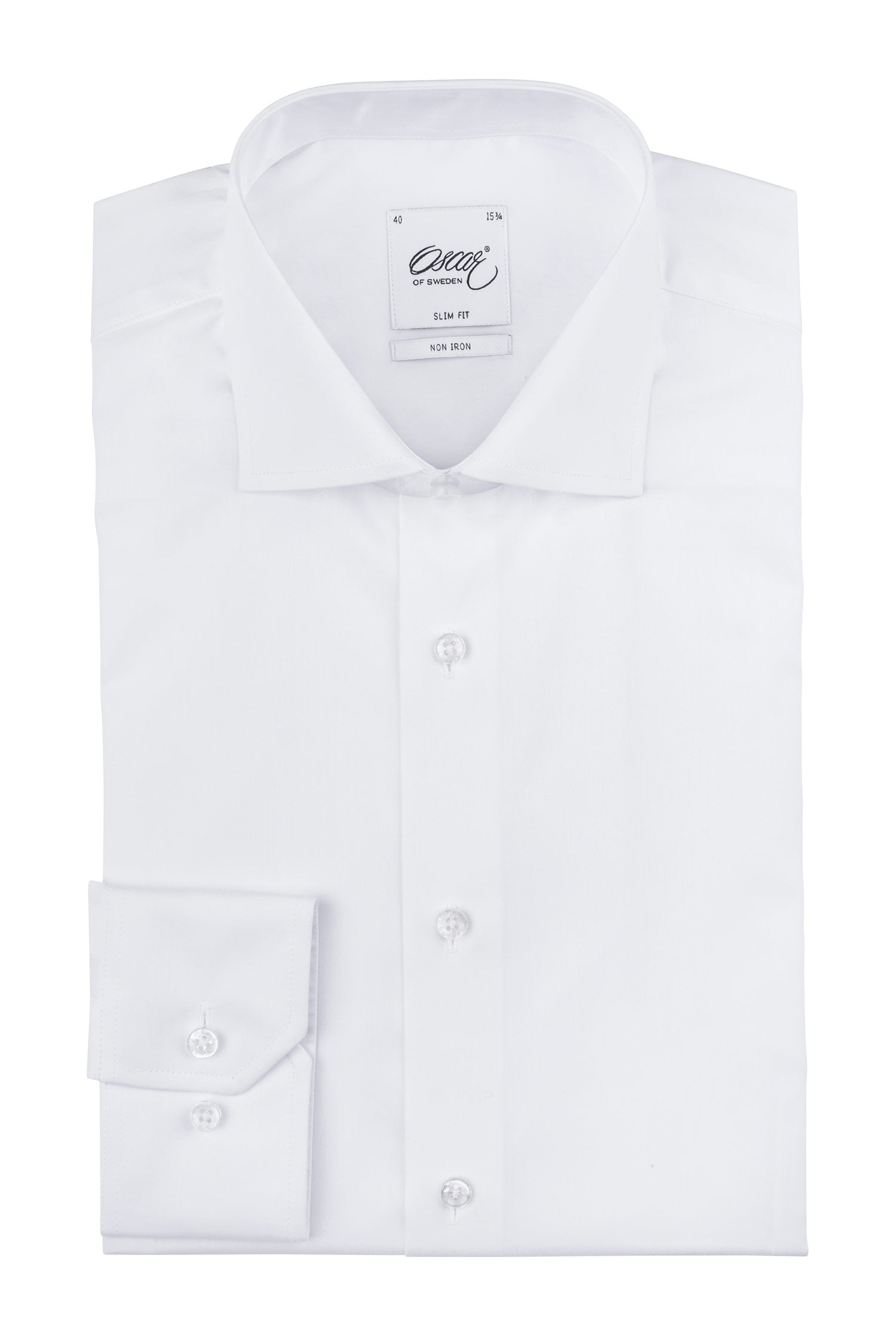 White slim fit shirt with extra long sleeves