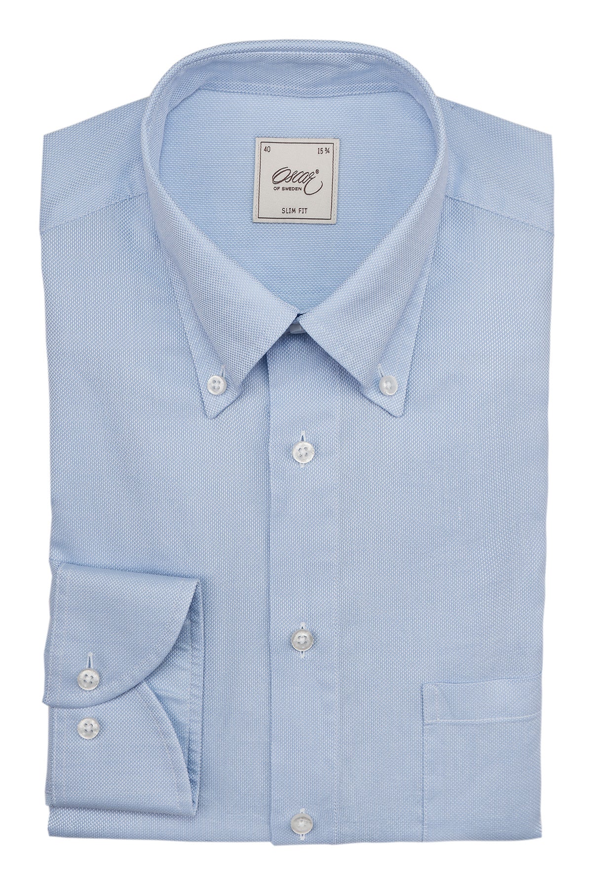 Light blue royal oxford button down slim fit shirt