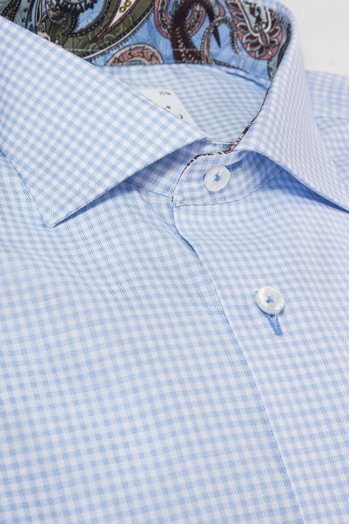 Light blue checked regular fit shirt with contrast details