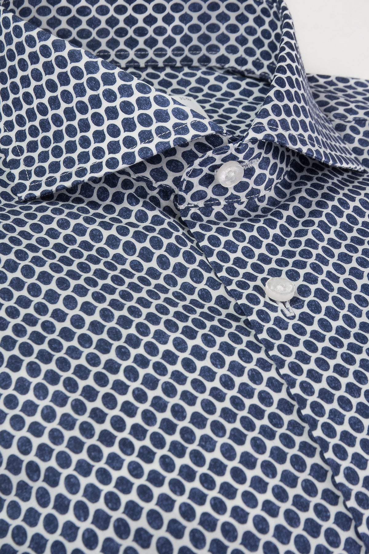 Navy blue printed slim fit shirt