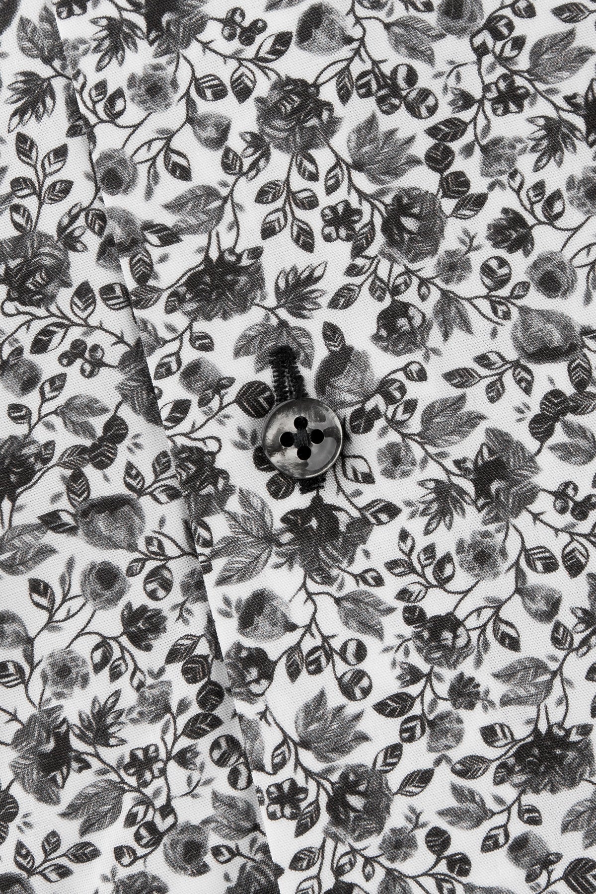 Black and white flower printed regular fit shirt