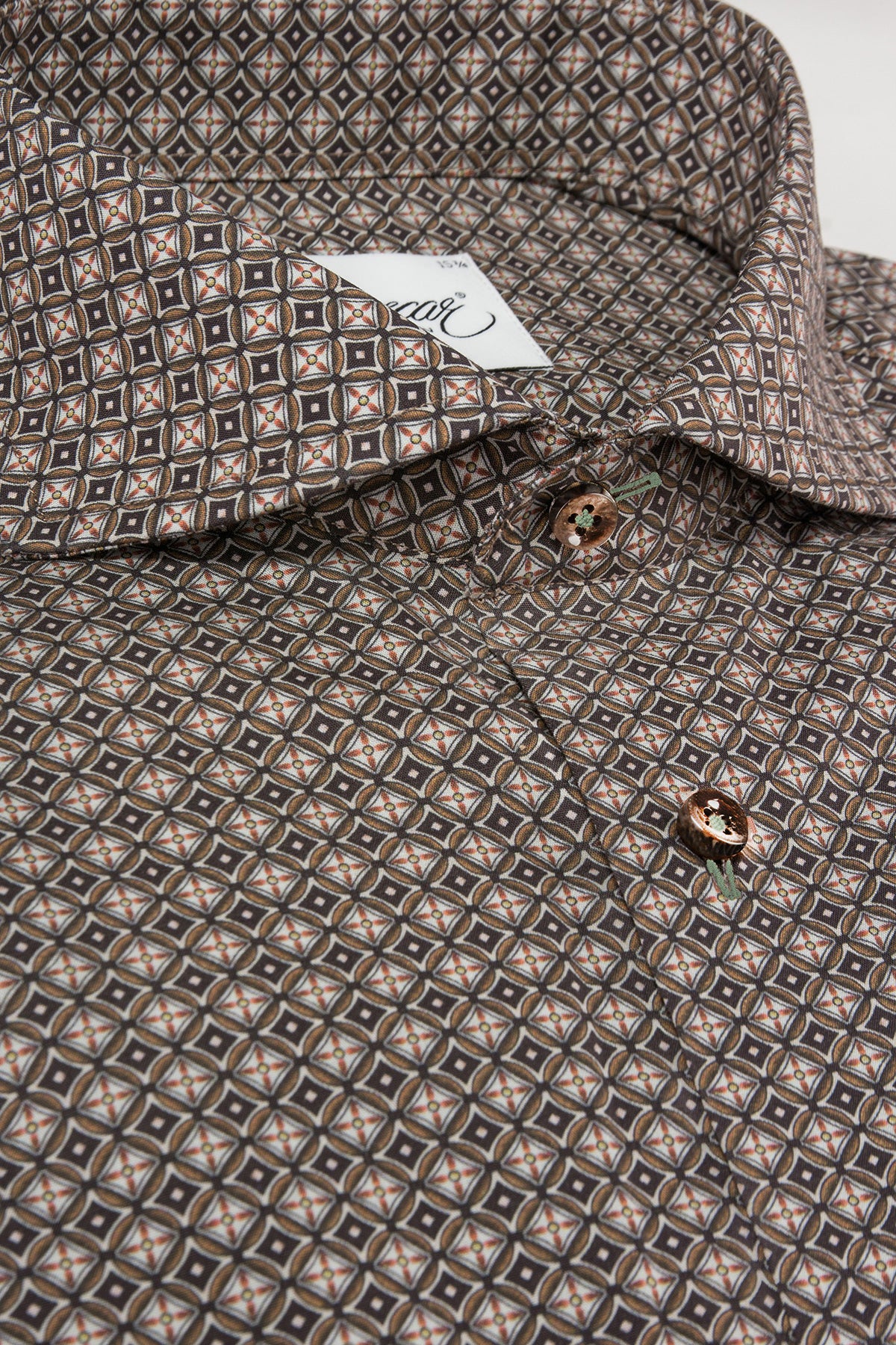 Brown printed regular fit shirt
