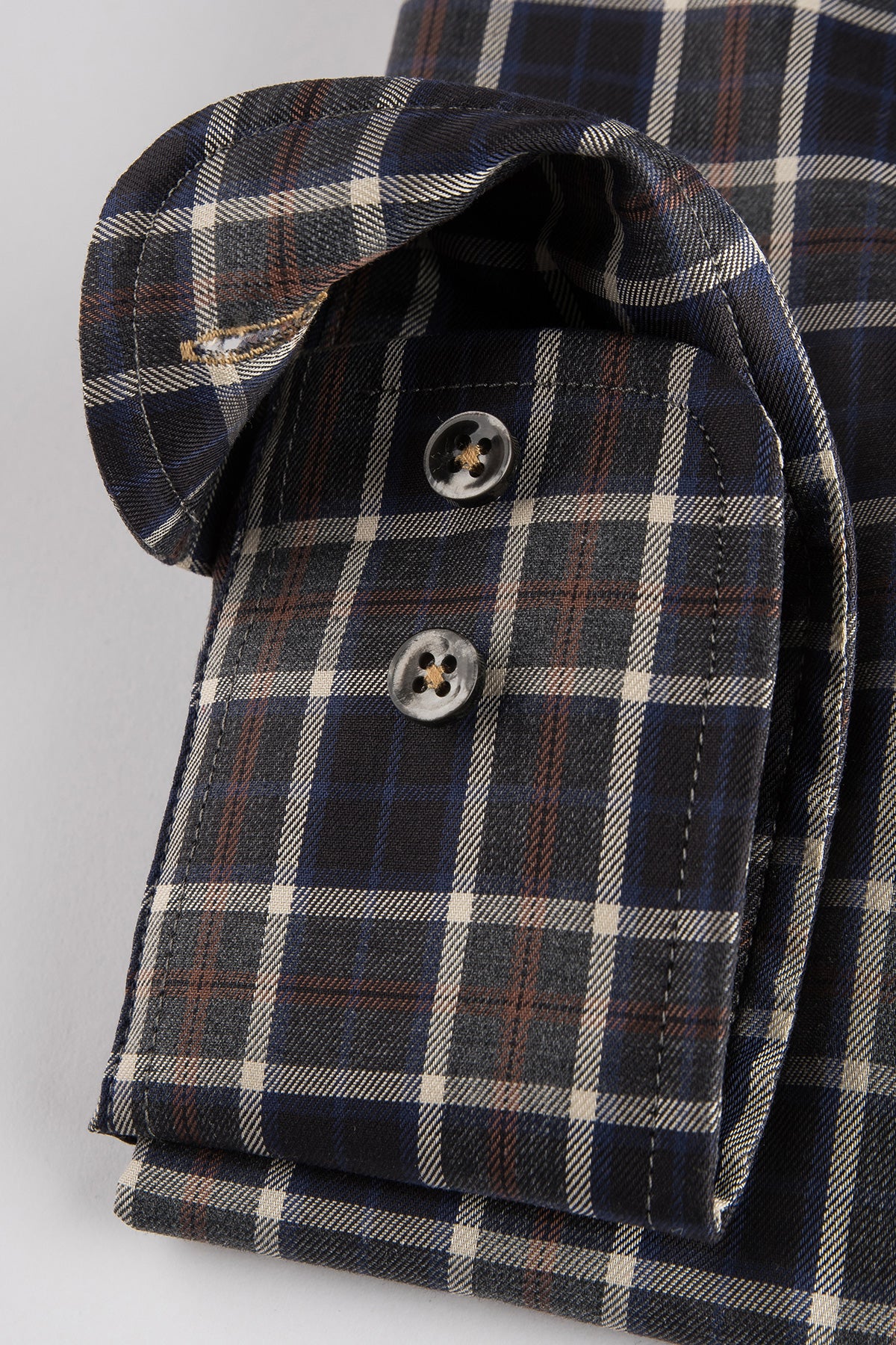 Black checked flannel button down regular fit shirt
