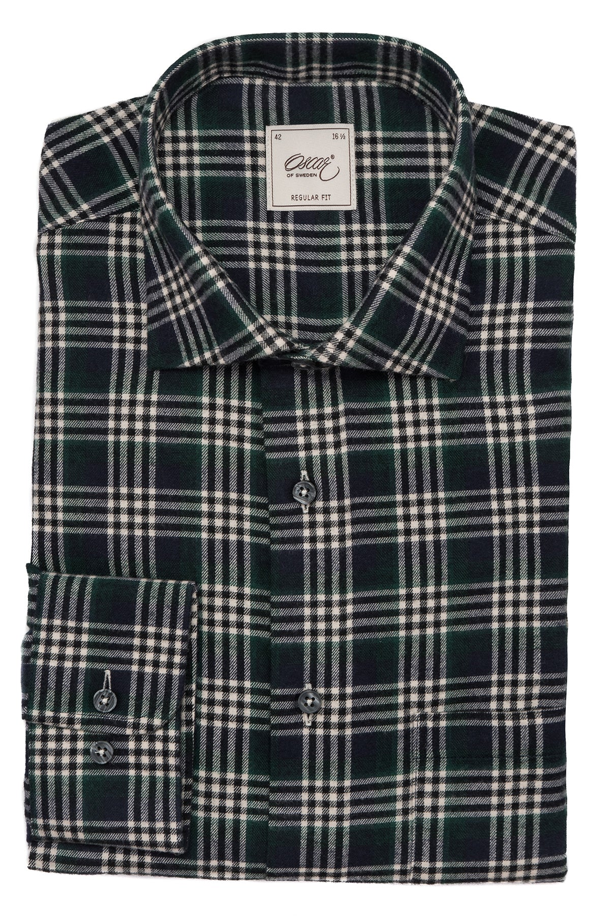 Blue and green checked flannel regular fit shirt